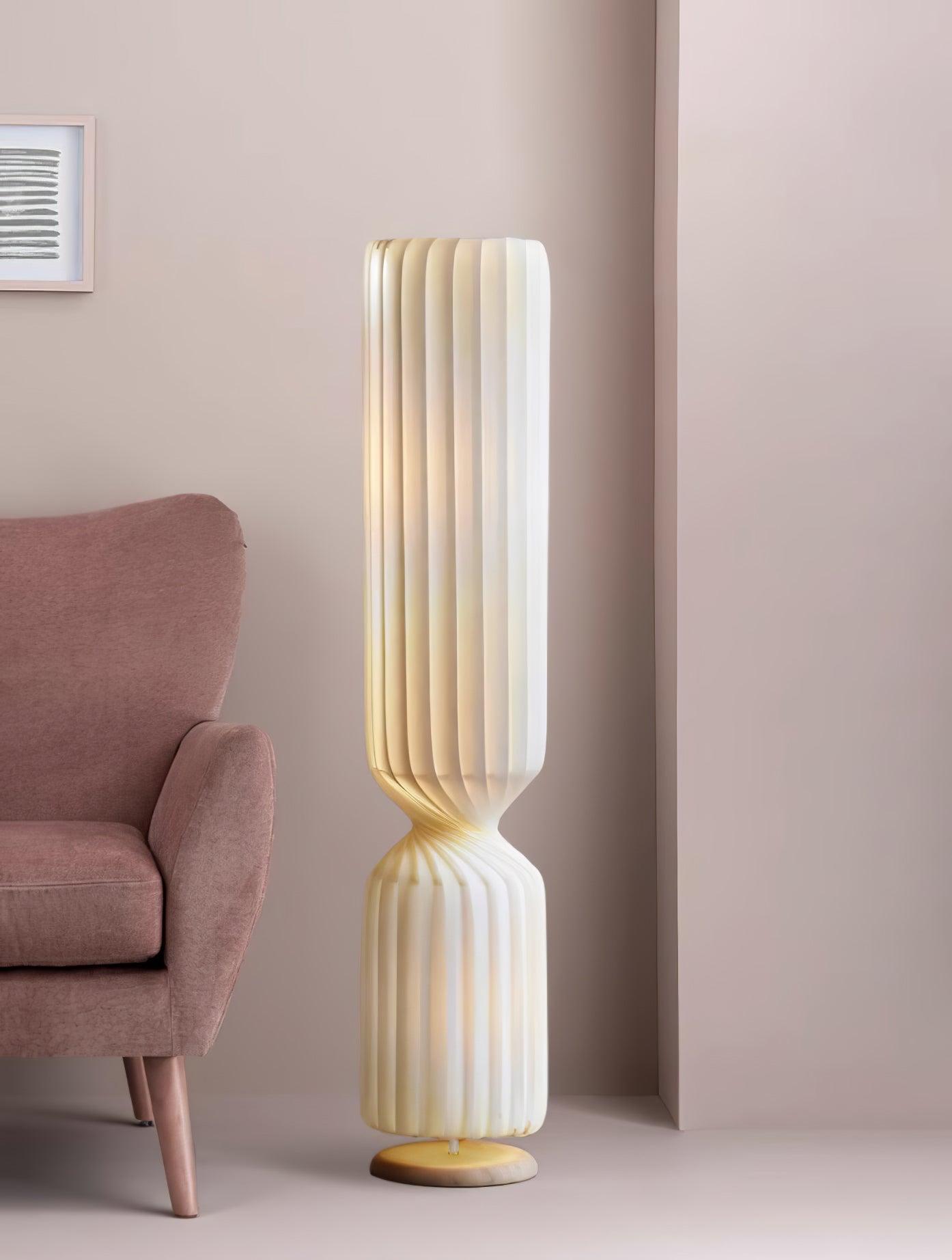 Twist Floor Lamp with Integrated LED - Modern White Design