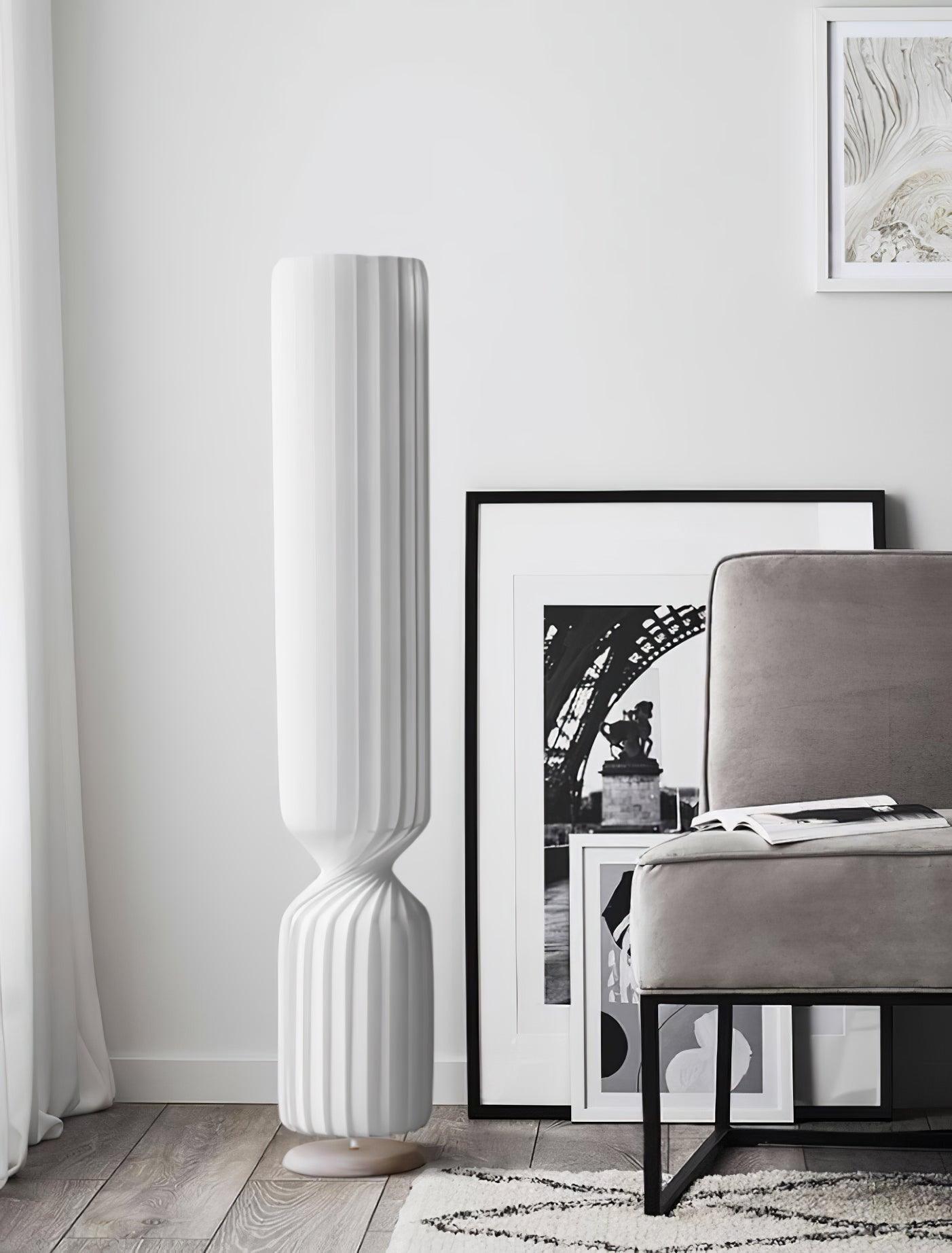 Twist Floor Lamp with Integrated LED - Modern White Design