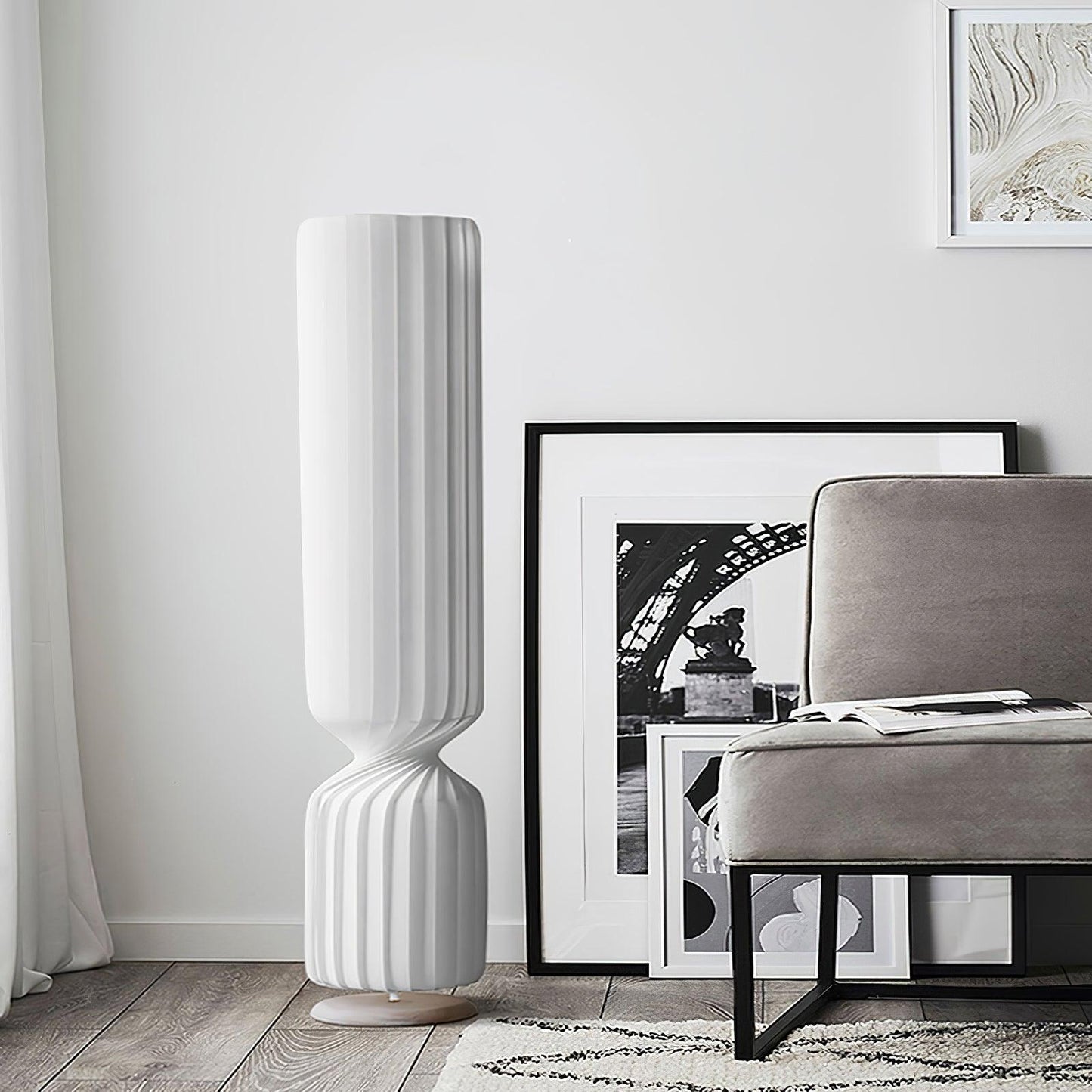 Twist Floor Lamp with Integrated LED - Modern White Design