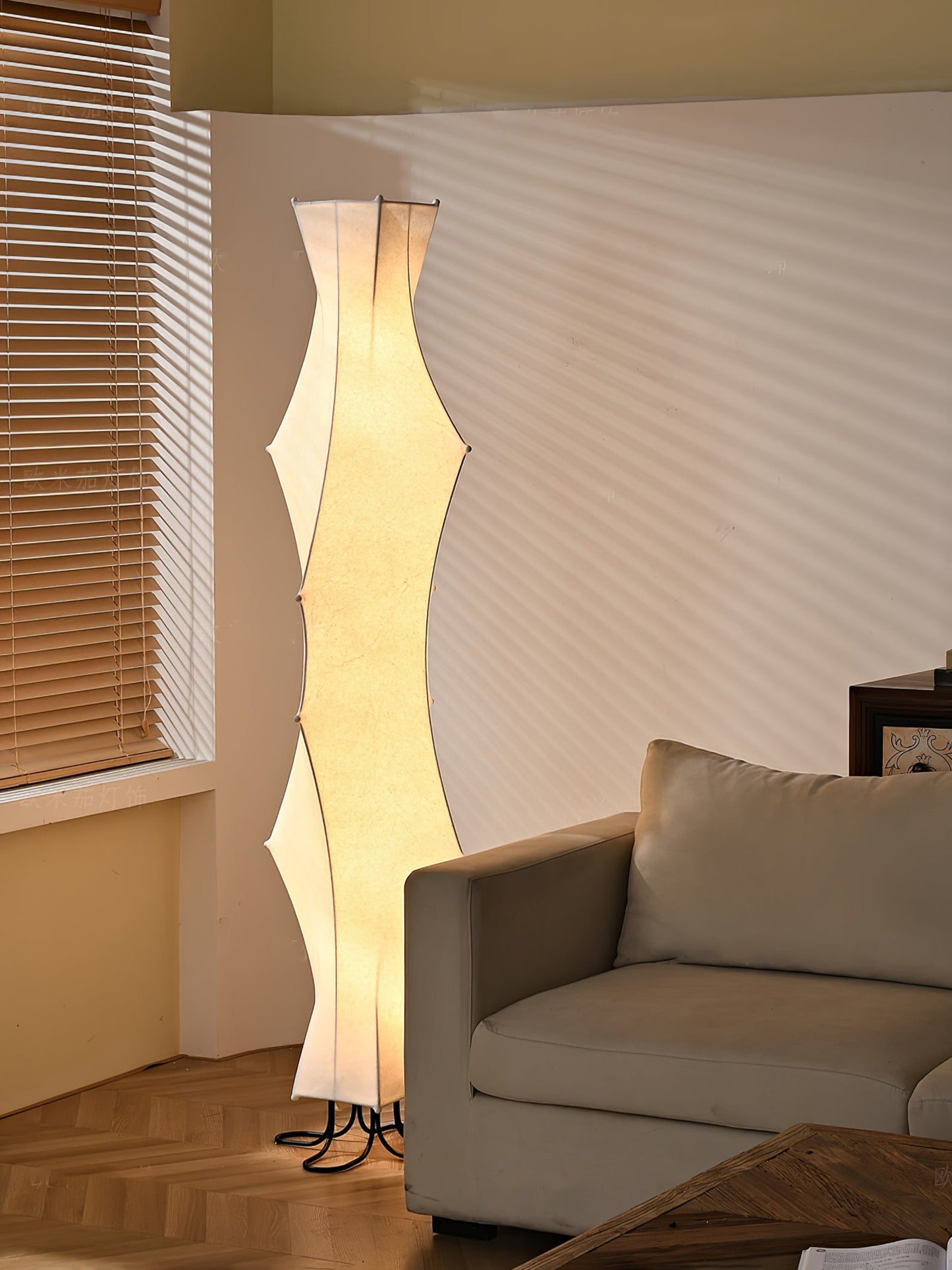 Twist Silk Floor Lamp with LED Shade for Modern Living