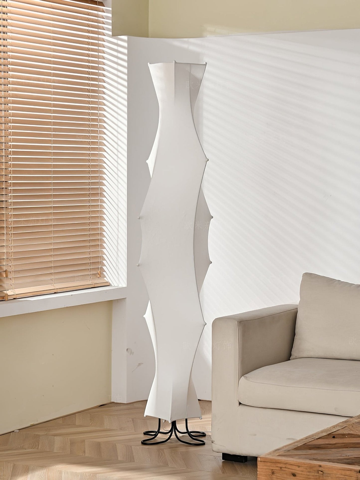 Twist Silk Floor Lamp with LED Shade for Modern Living