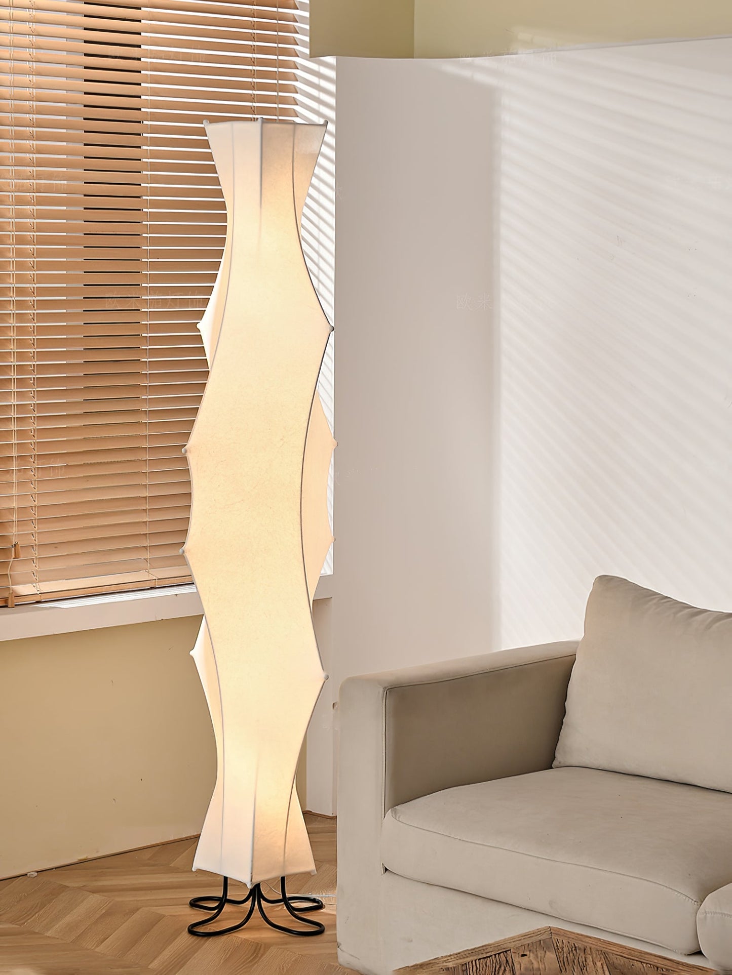 Twist Silk Floor Lamp with LED Shade for Modern Living