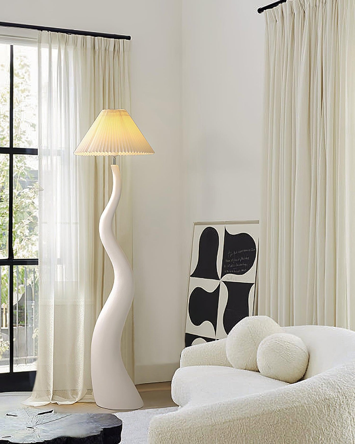 Twisted Pleated Floor Lamp - LED Indoor Lighting Decor