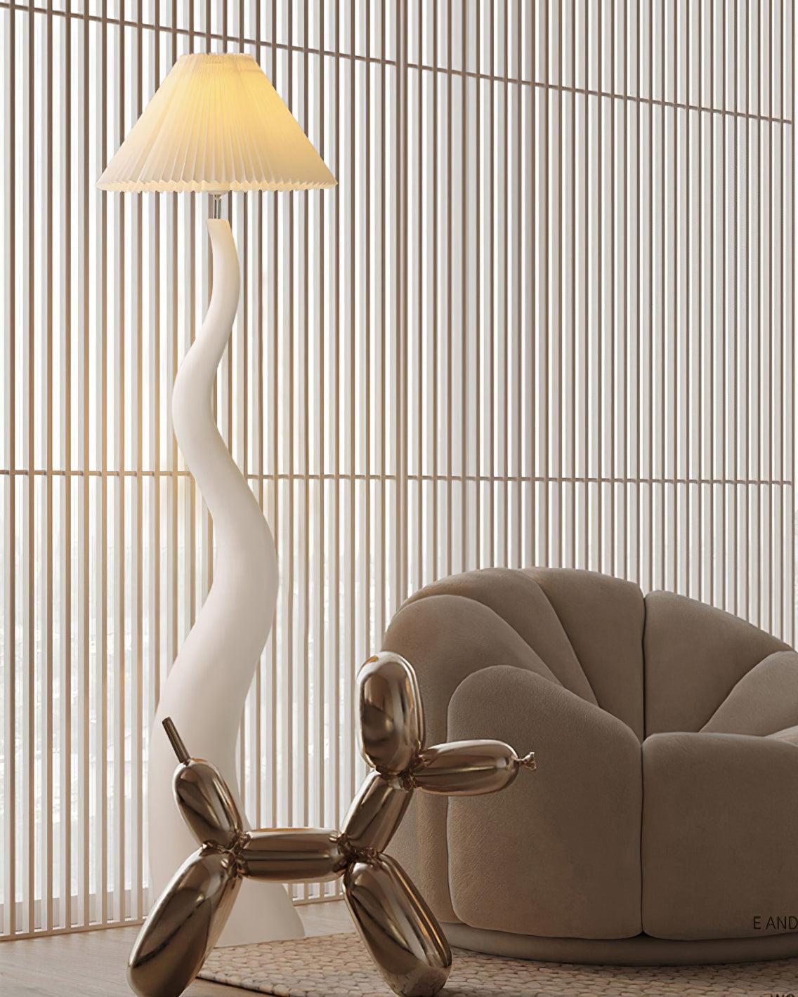 Twisted Pleated Floor Lamp - LED Indoor Lighting Decor