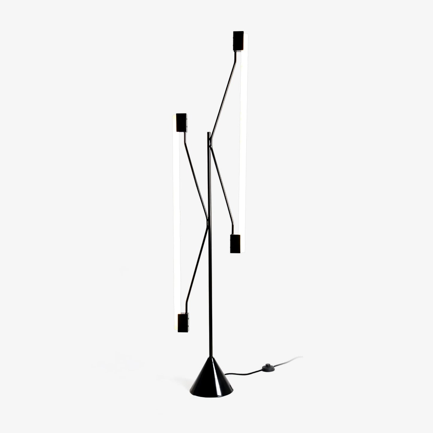 Two Tubes Floor Lamp with Adjustable LED Light - Black