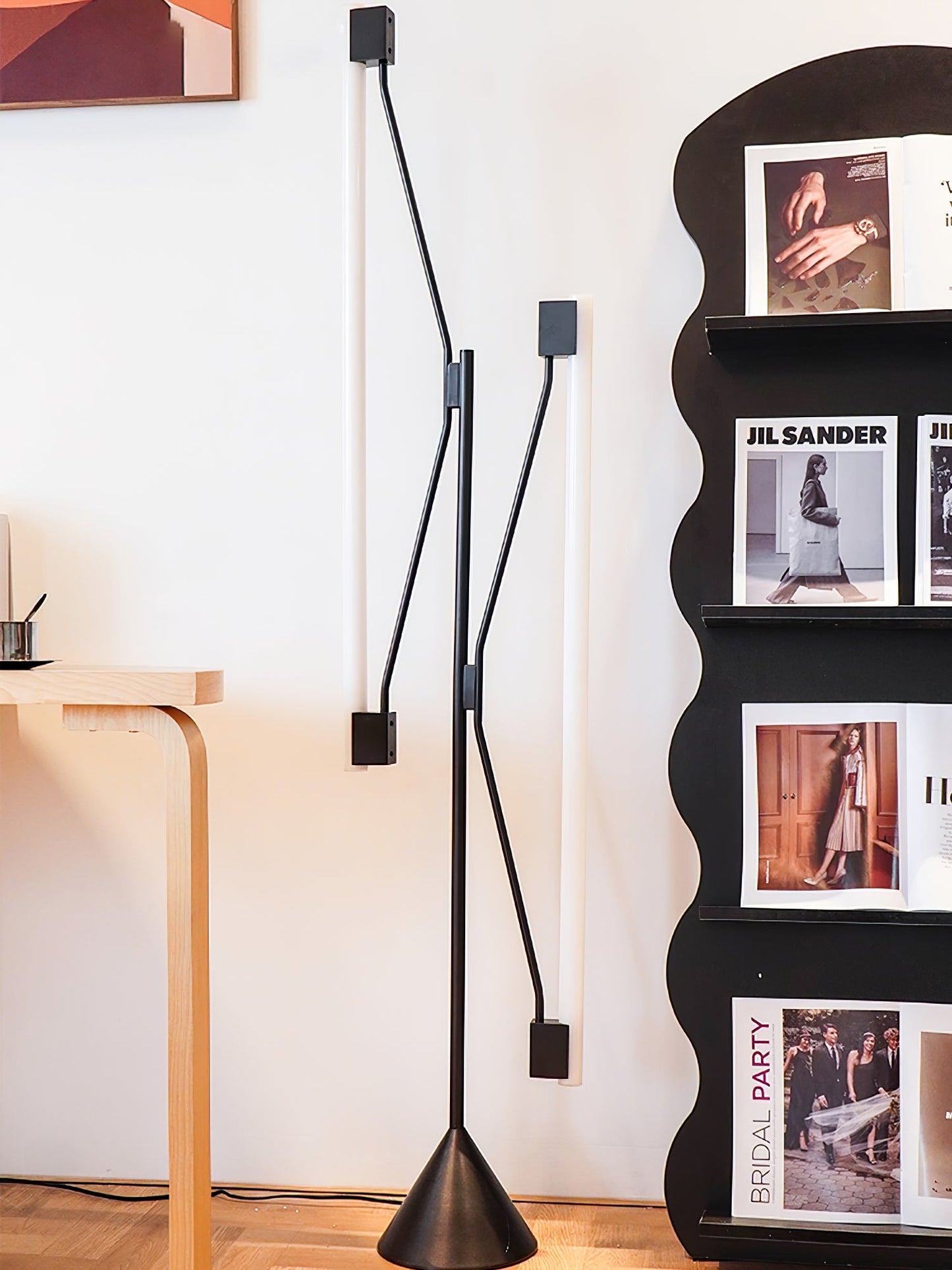 Two Tubes Floor Lamp with Adjustable LED Light - Black