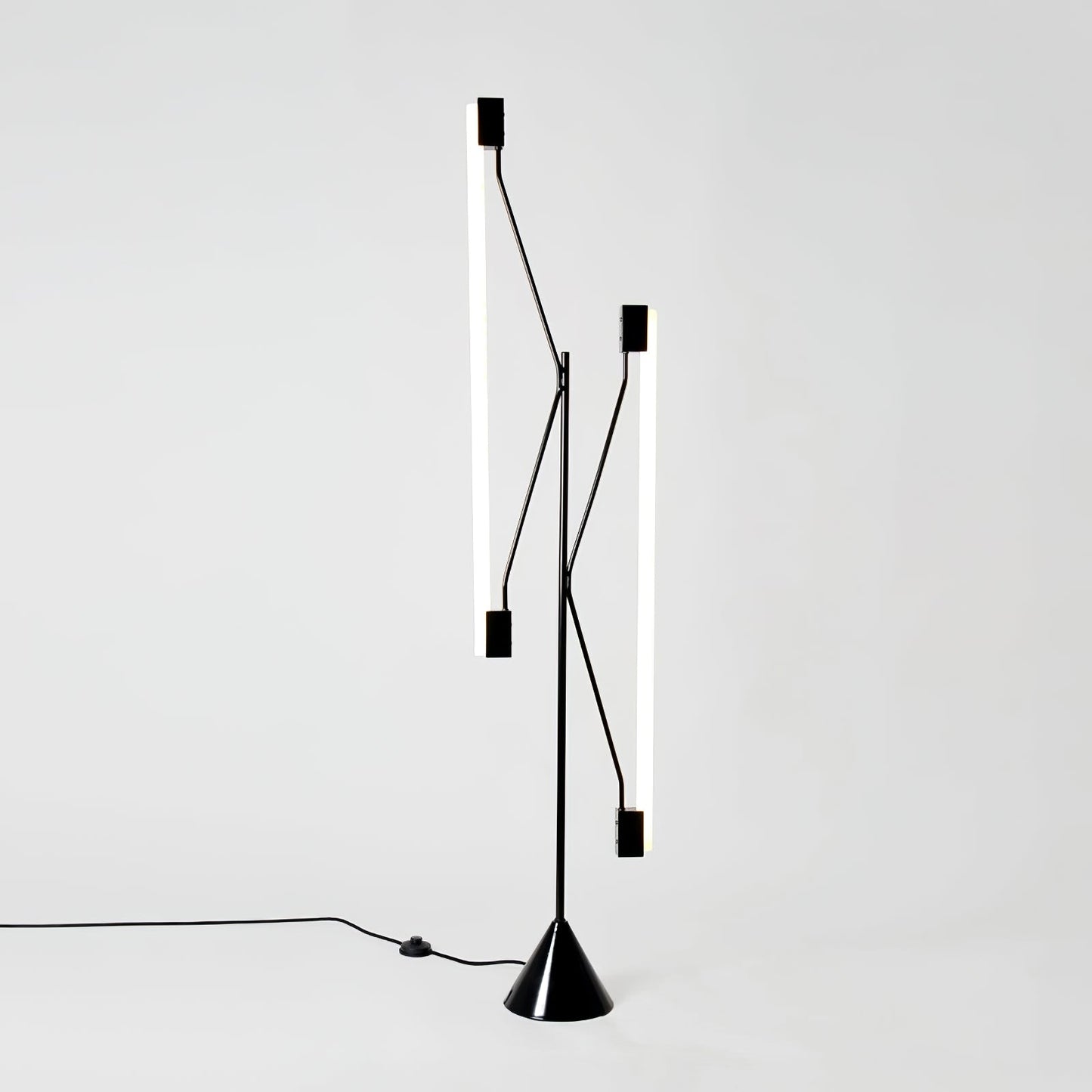 Two Tubes Floor Lamp with Adjustable LED Light - Black