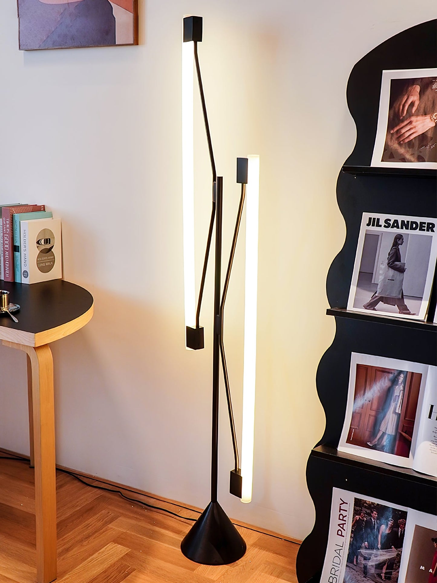 Two Tubes Floor Lamp with Adjustable LED Light - Black