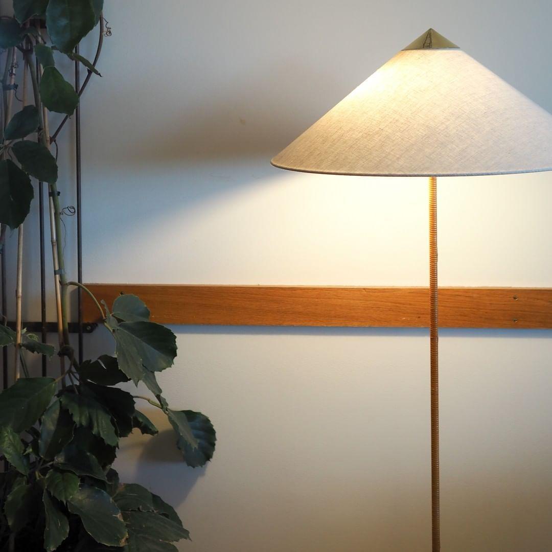 Tynell Floor Lamp with Rattan Shade and LED Bulb