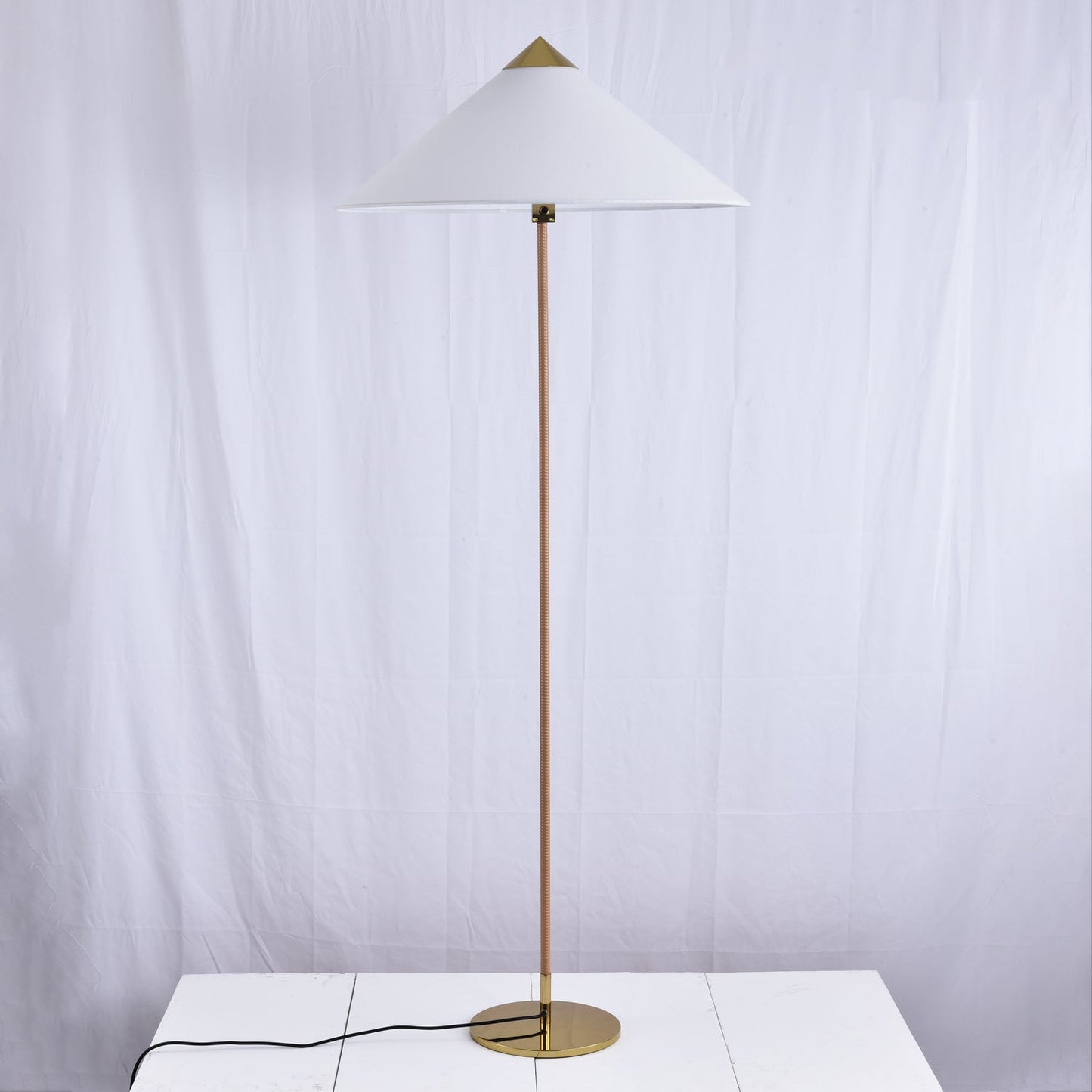 Tynell Floor Lamp with Rattan Shade and LED Bulb