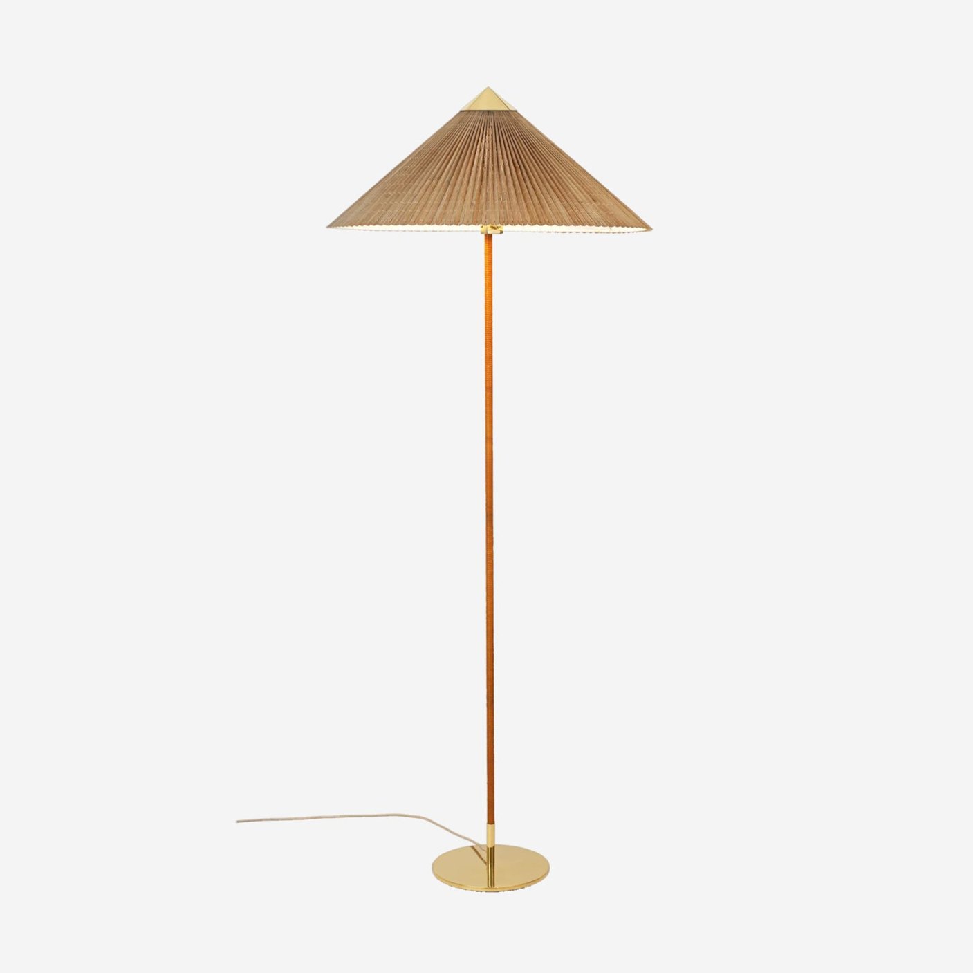 Tynell Floor Lamp with Rattan Shade and LED Bulb