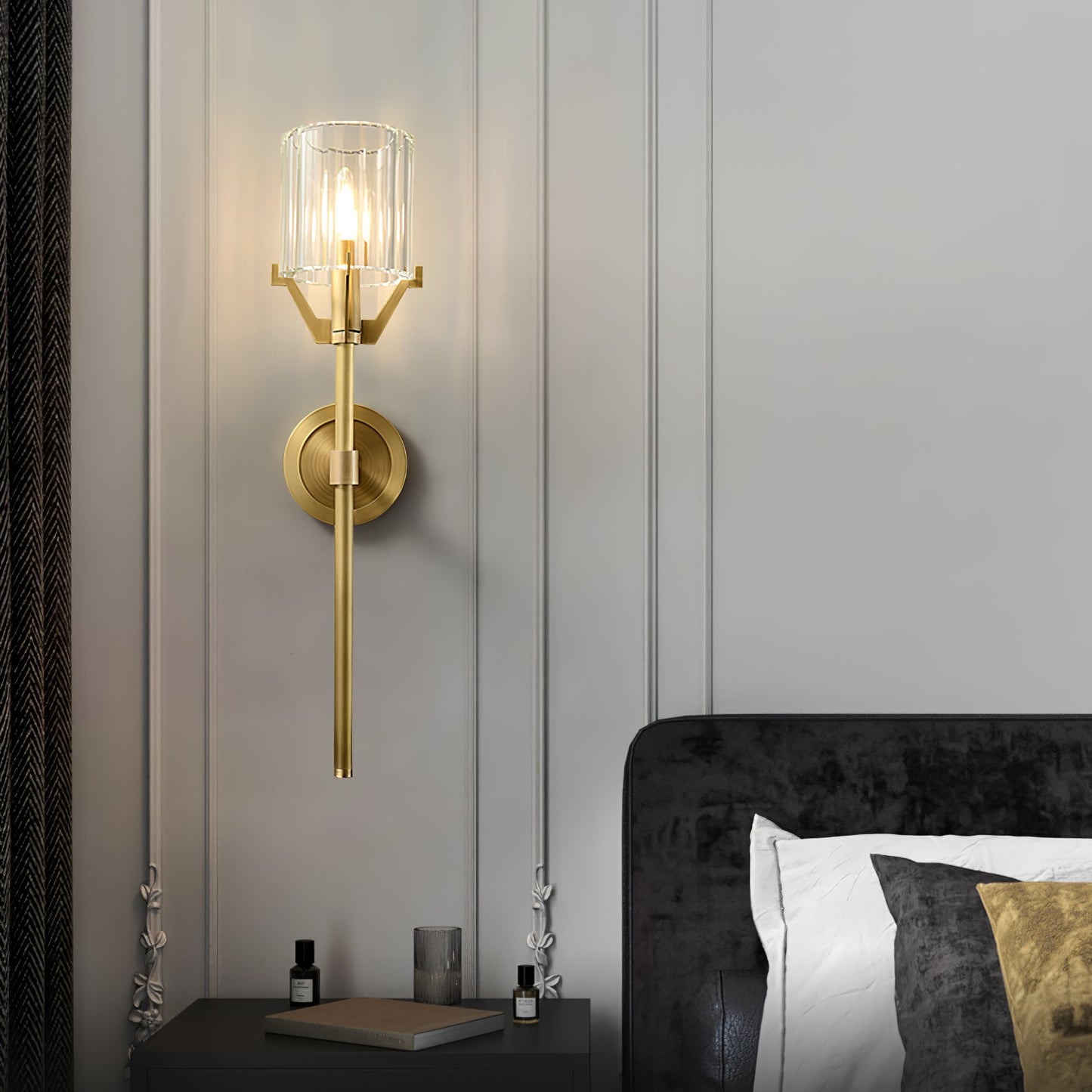 Valdampierre Sconce LED Wall Light Crystal Brass Finish
