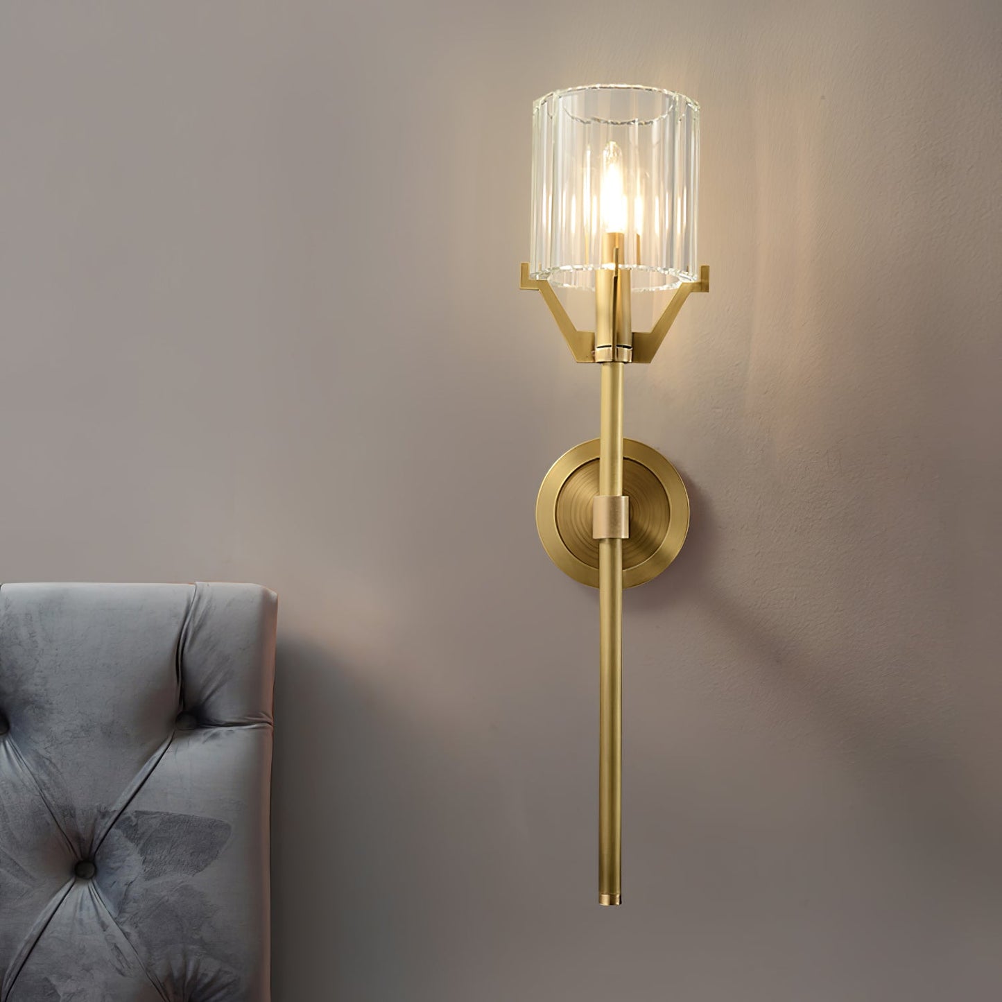 Valdampierre Sconce LED Wall Light Crystal Brass Finish