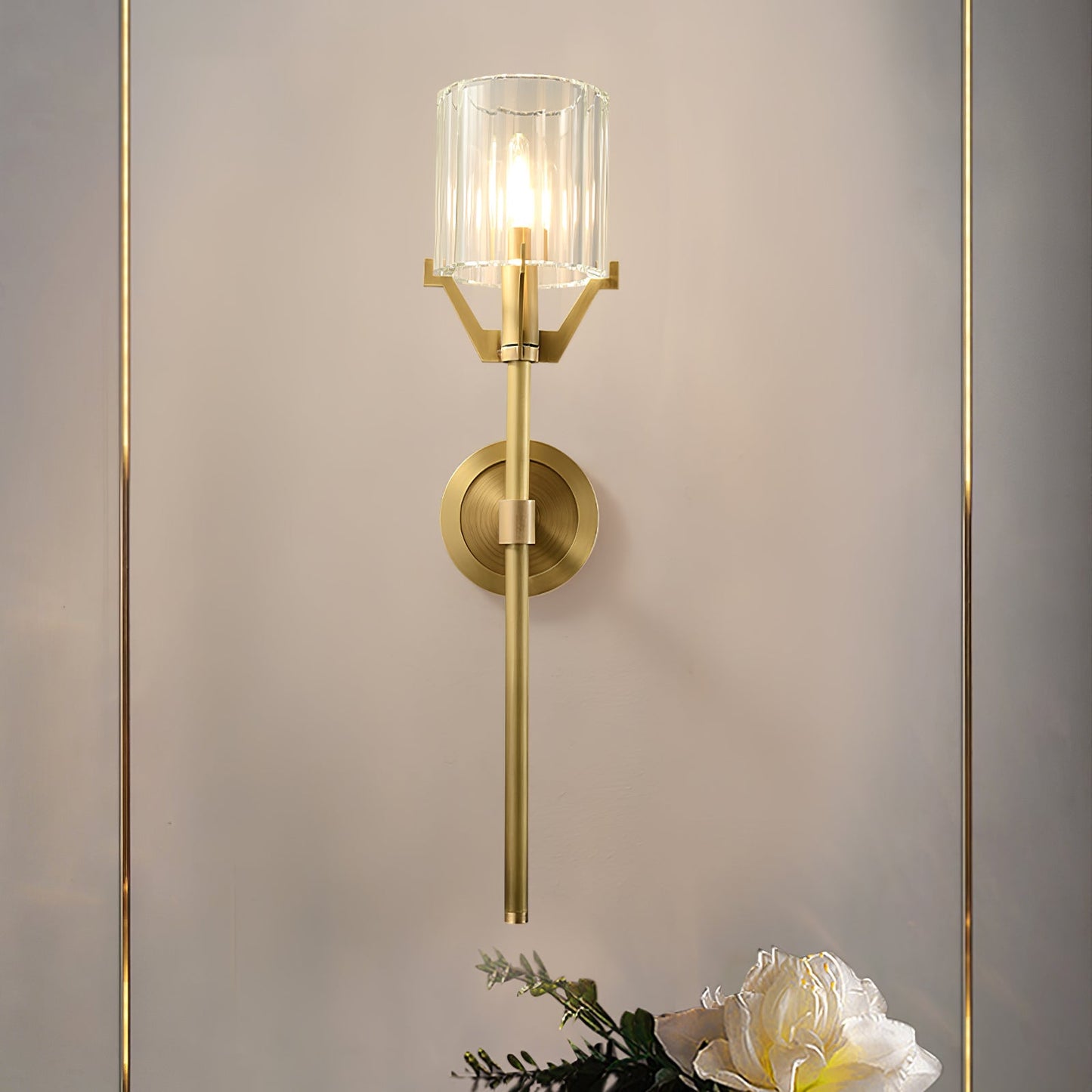 Valdampierre Sconce LED Wall Light Crystal Brass Finish