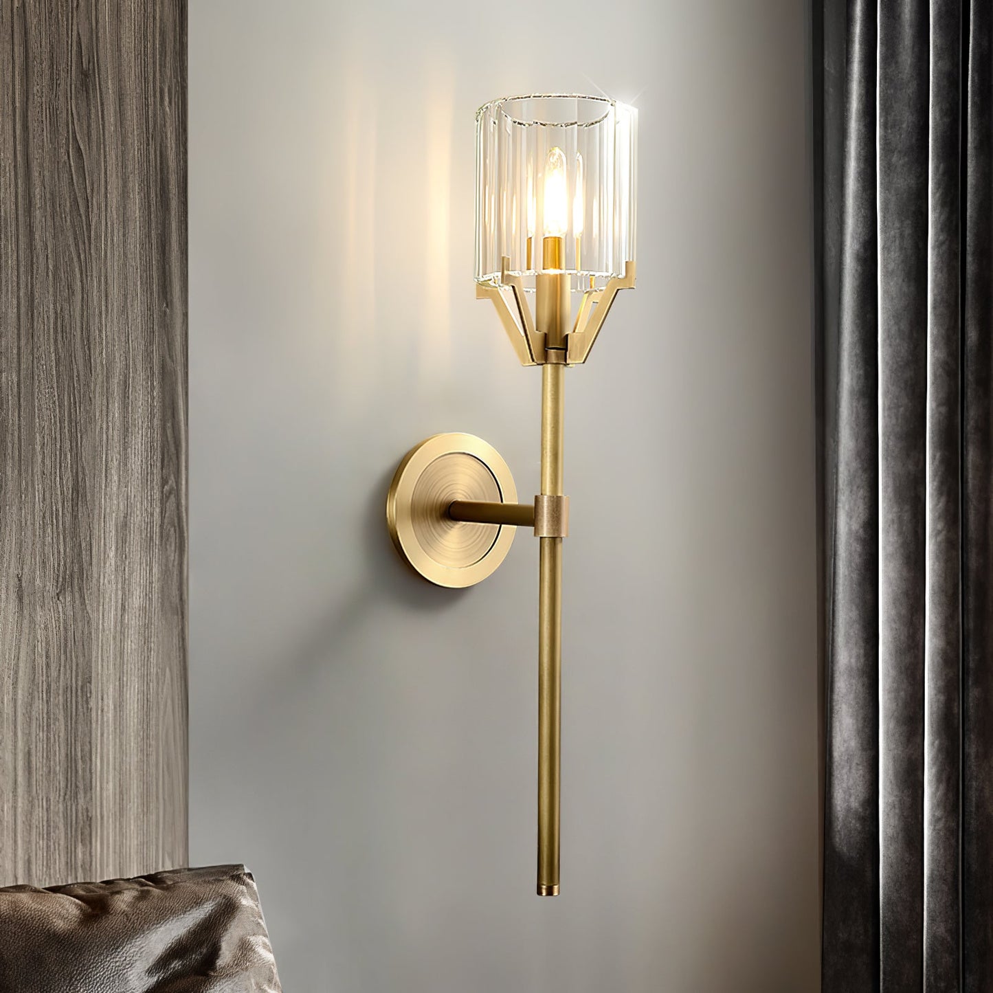 Valdampierre Sconce LED Wall Light Crystal Brass Finish