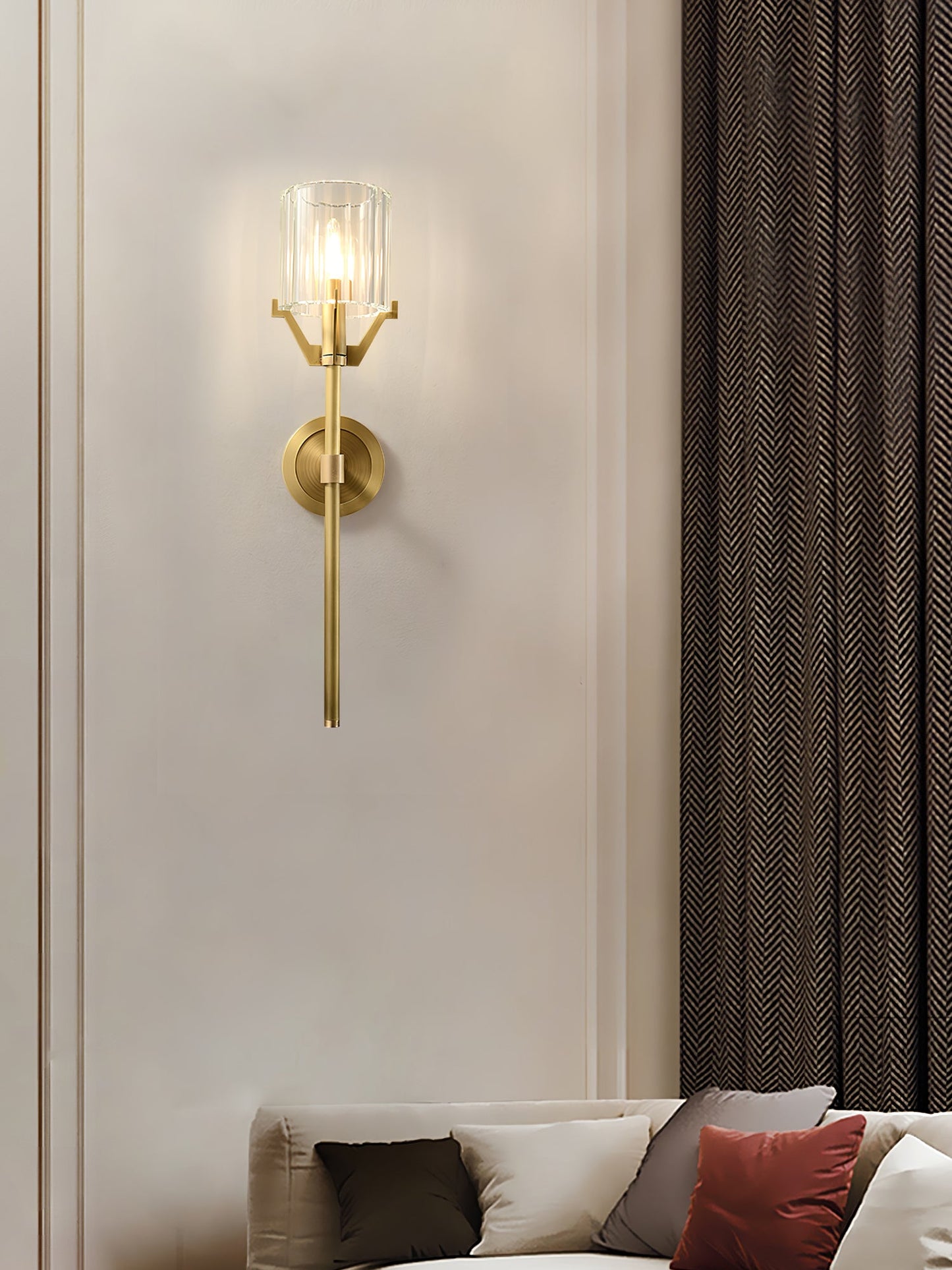 Valdampierre Sconce LED Wall Light Crystal Brass Finish