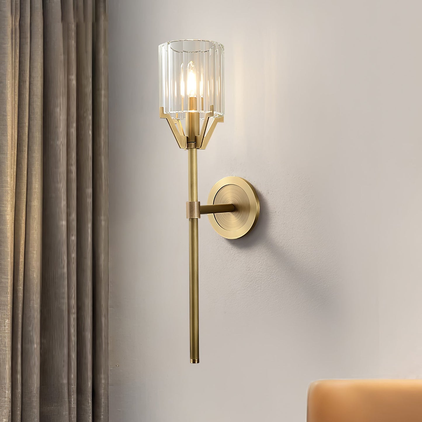 Valdampierre Sconce LED Wall Light Crystal Brass Finish