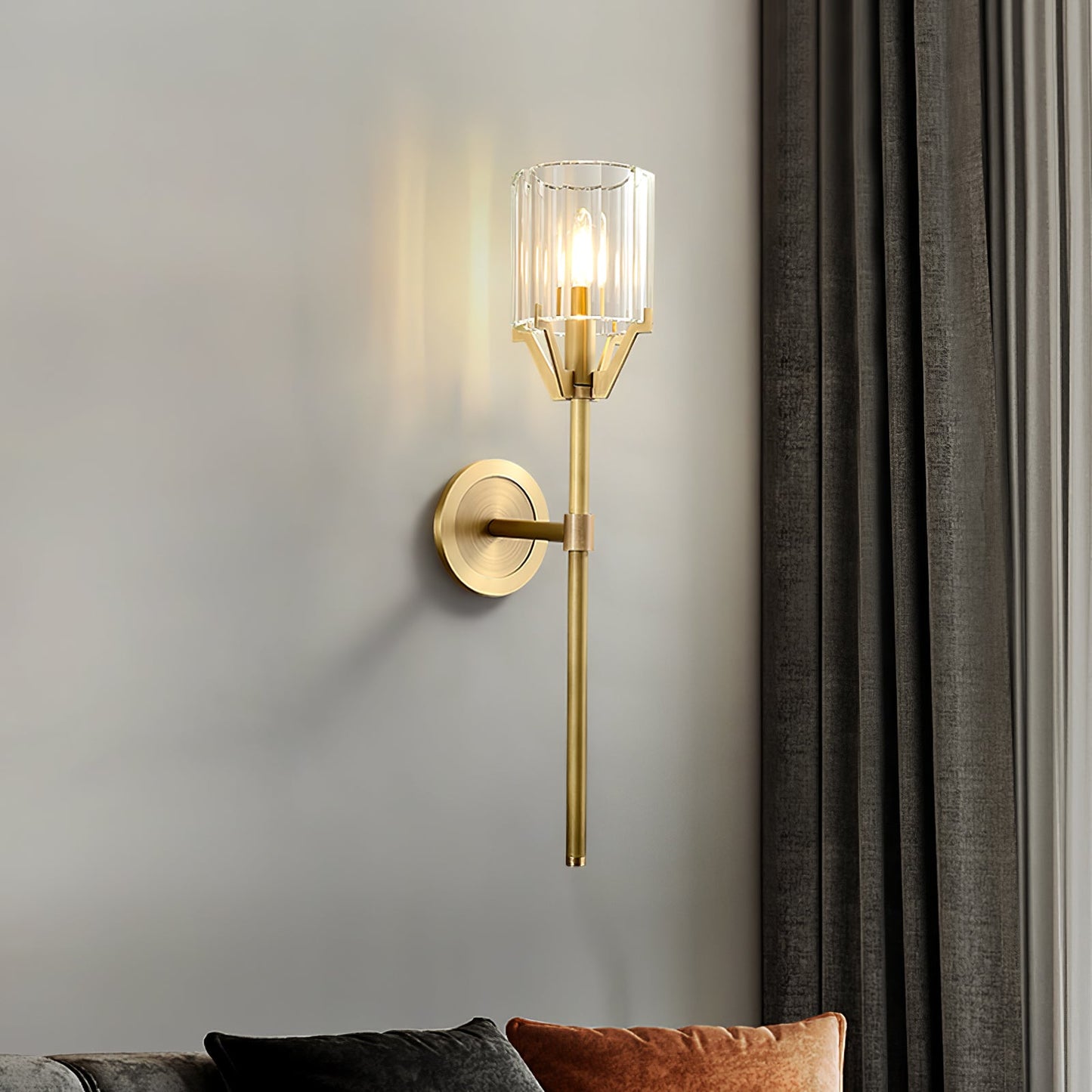 Valdampierre Sconce LED Wall Light Crystal Brass Finish