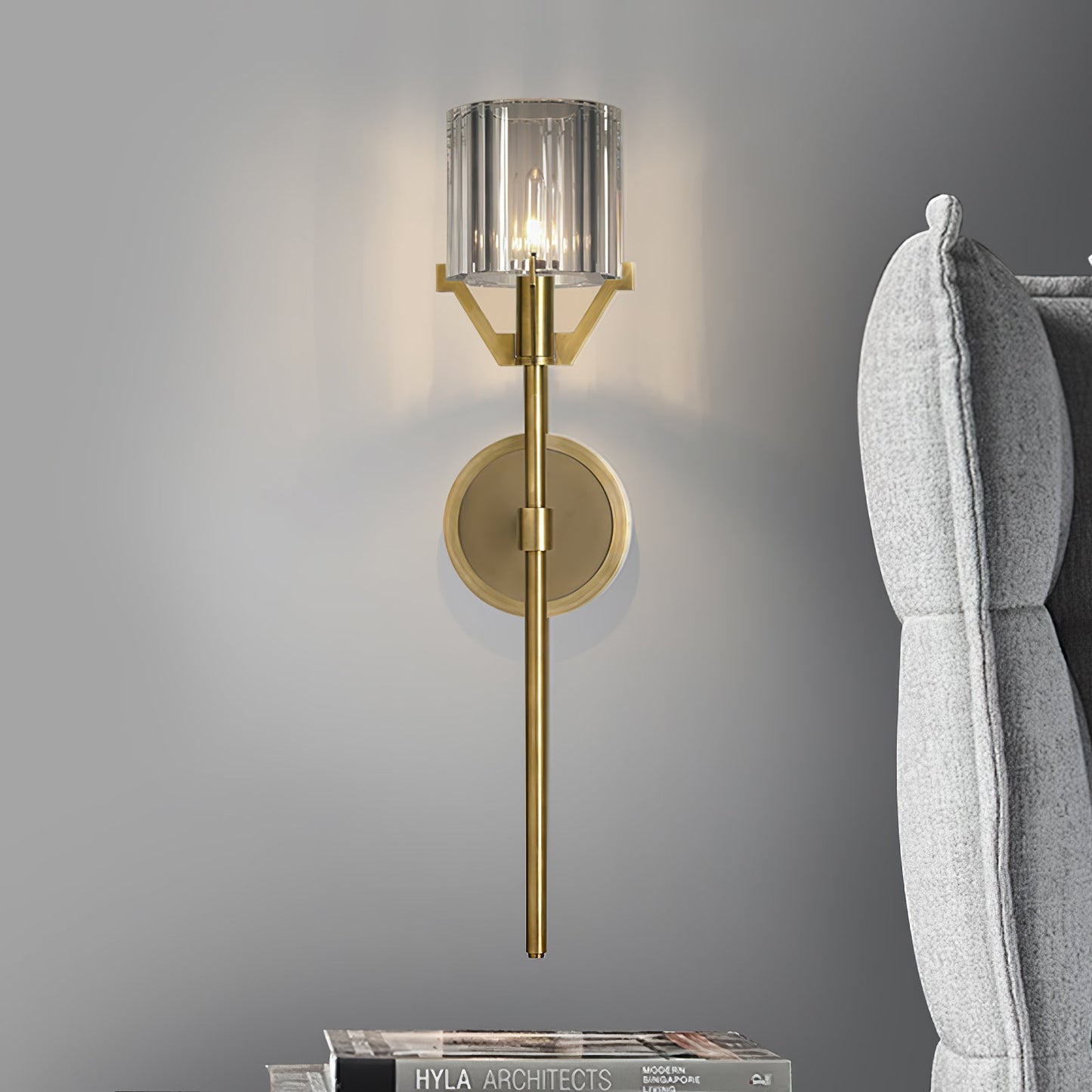 Valdampierre Sconce LED Wall Light Crystal Brass Finish