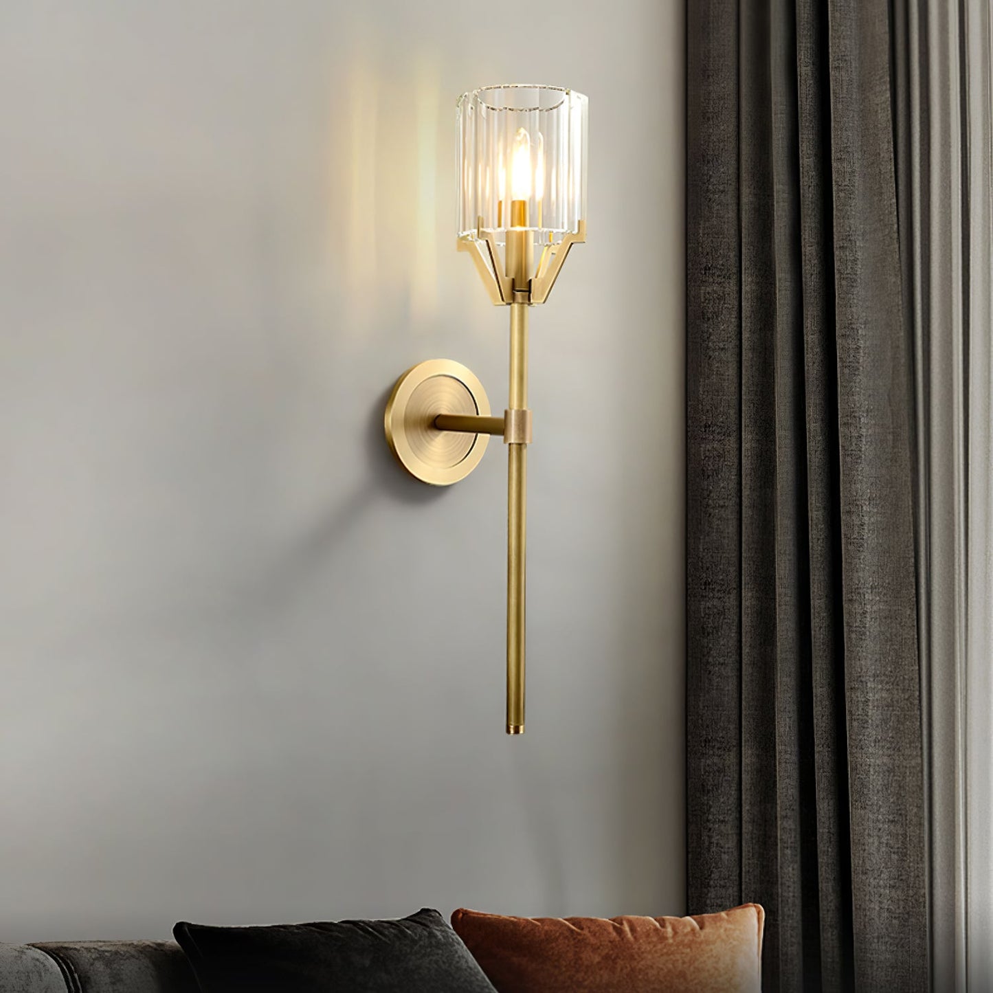 Valdampierre Sconce LED Wall Light Crystal Brass Finish