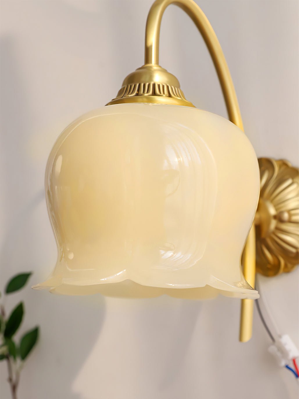 Valley Flower Wall Lamp with Beige Shade and Gold Finish