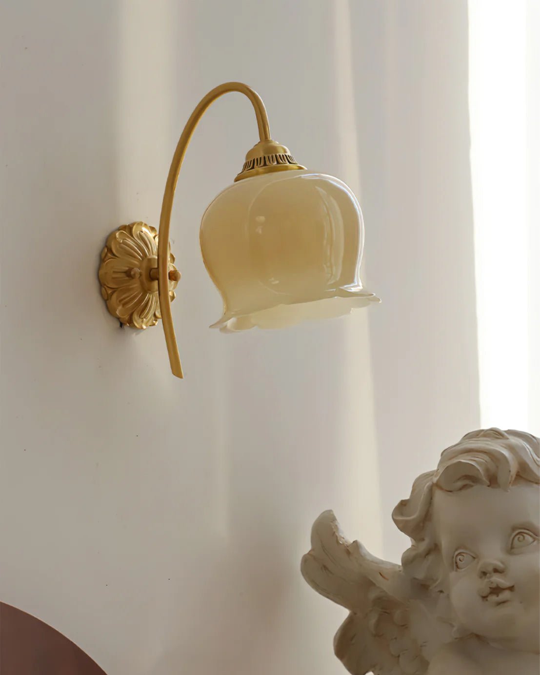 Valley Flower Wall Lamp with Beige Shade and Gold Finish