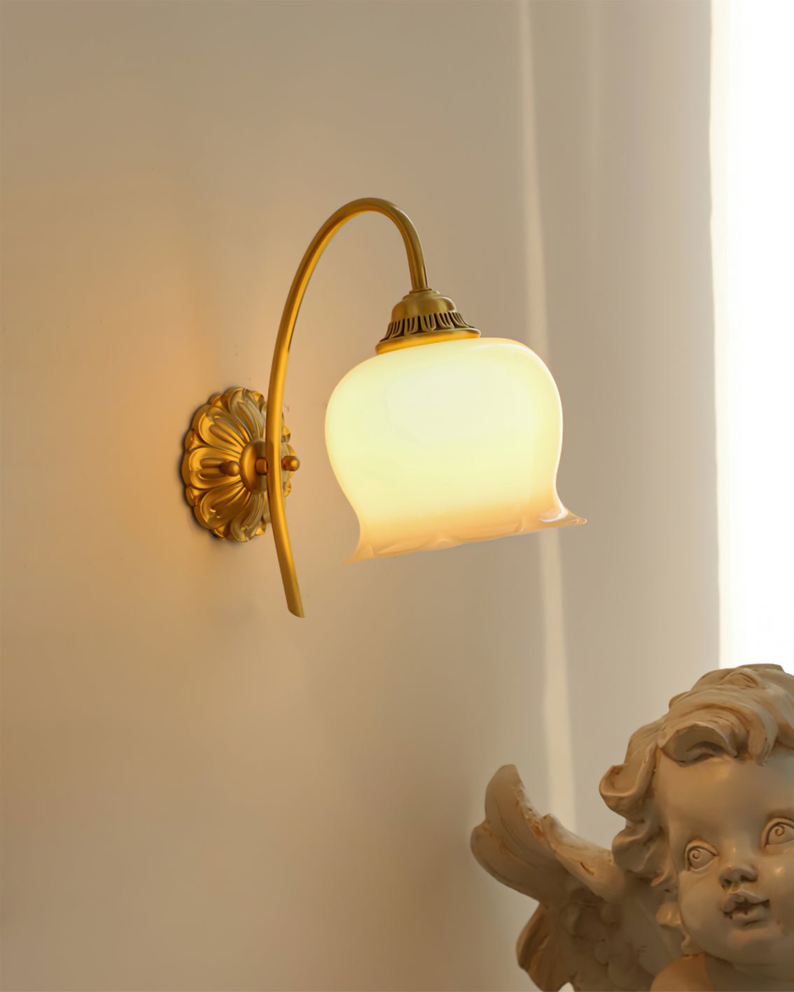 Valley Flower Wall Lamp with Beige Shade and Gold Finish