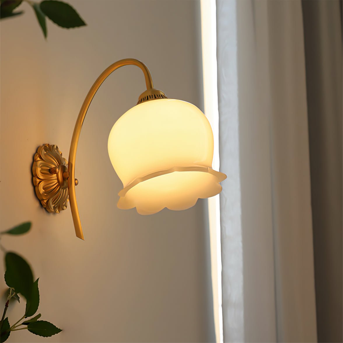 Valley Flower Wall Lamp with Beige Shade and Gold Finish