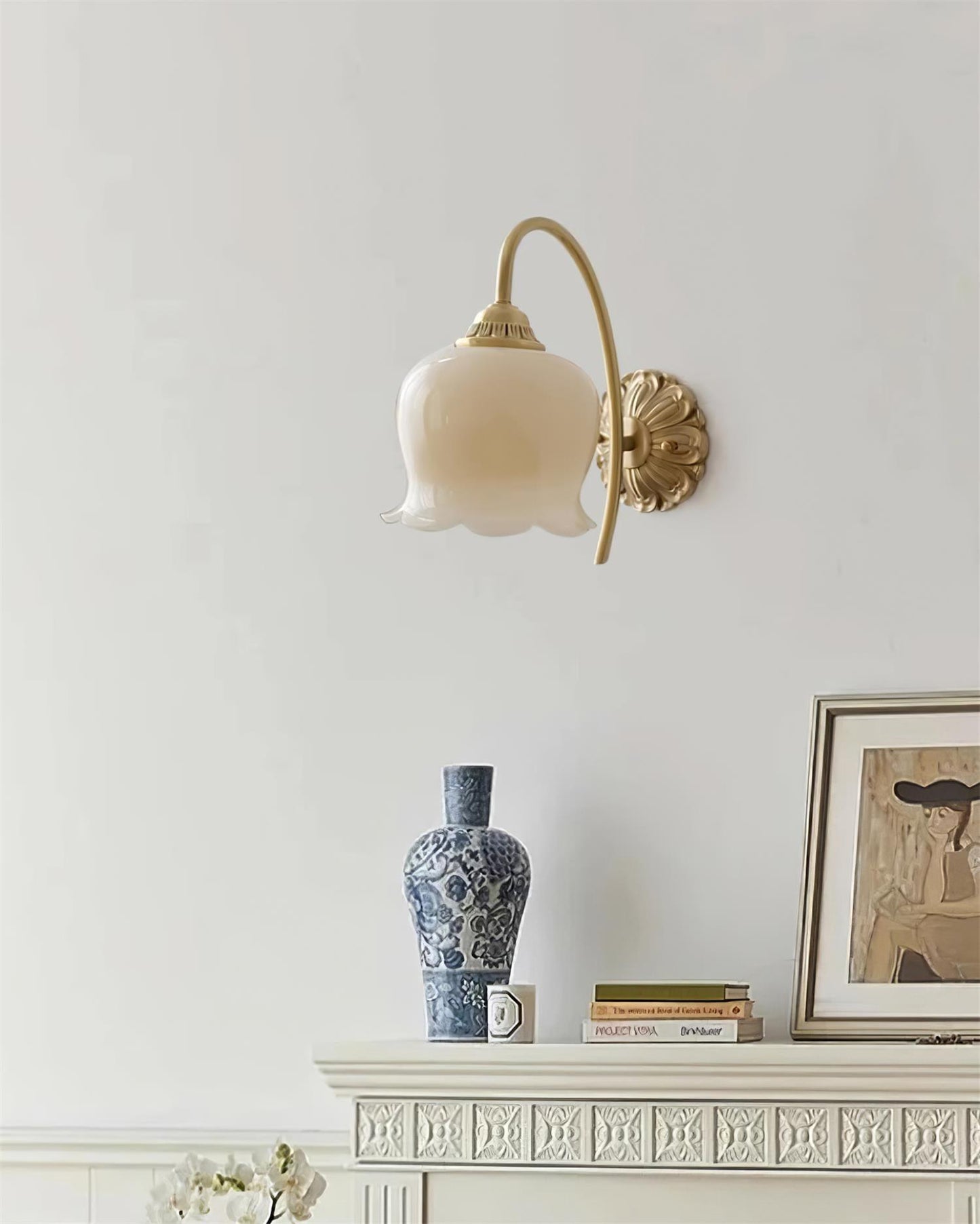 Valley Flower Wall Lamp with Beige Shade and Gold Finish