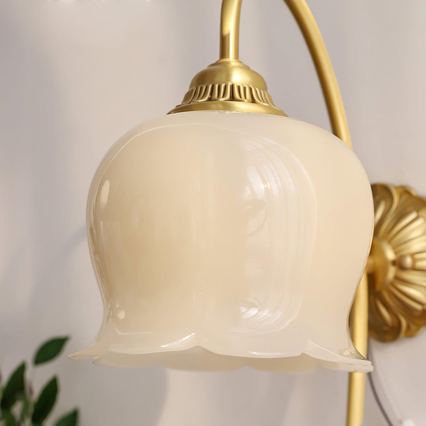 Valley Flower Wall Lamp with Beige Shade and Gold Finish