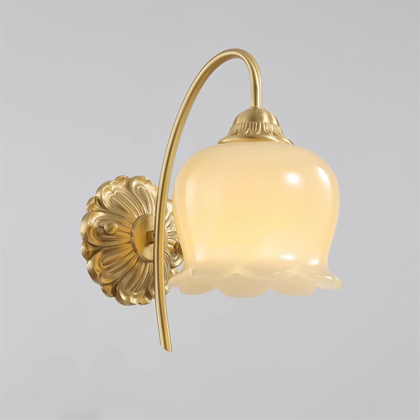 Valley Flower Wall Lamp with Beige Shade and Gold Finish
