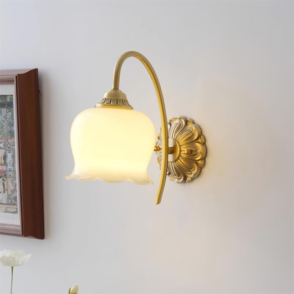Valley Flower Wall Lamp with Beige Shade and Gold Finish