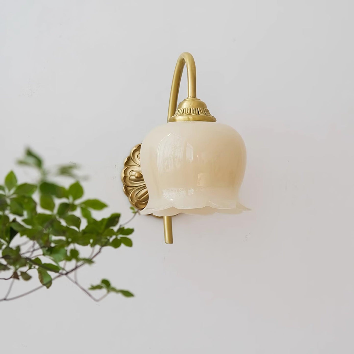 Valley Flower Wall Lamp with Beige Shade and Gold Finish