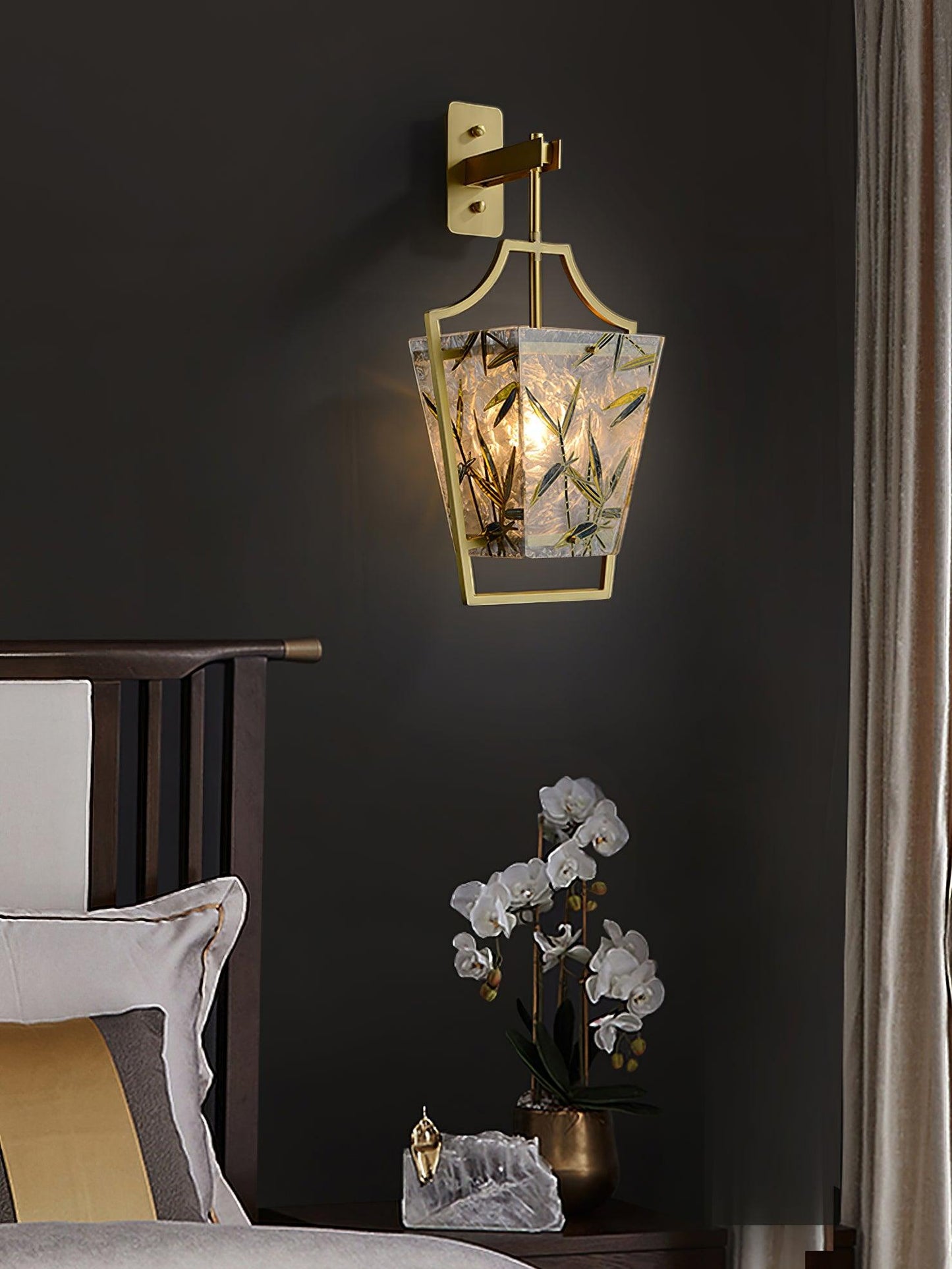 Vapor Single Sconce LED Downlight Enameled Glass Brass Finish