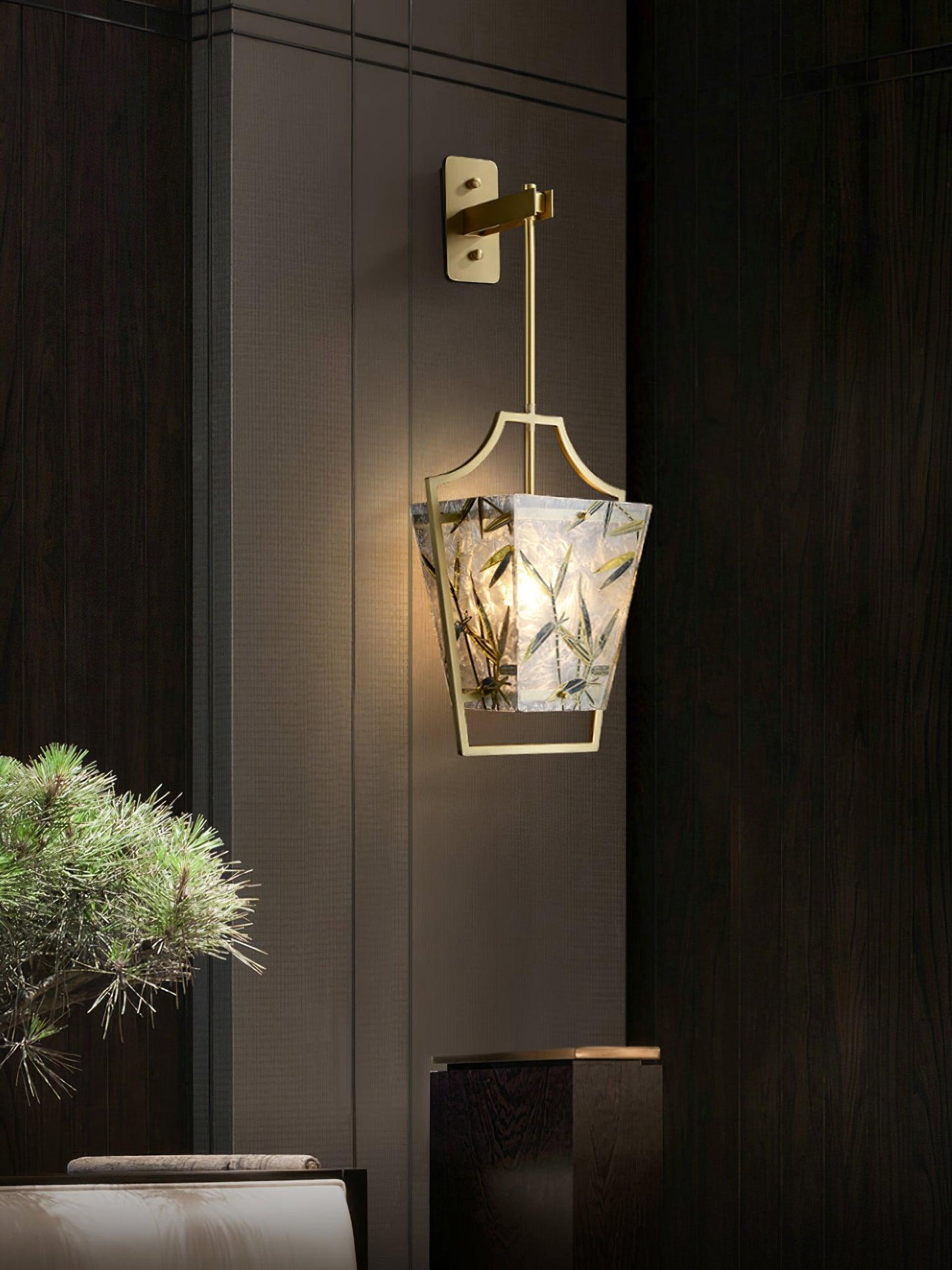 Vapor Single Sconce LED Downlight Enameled Glass Brass Finish