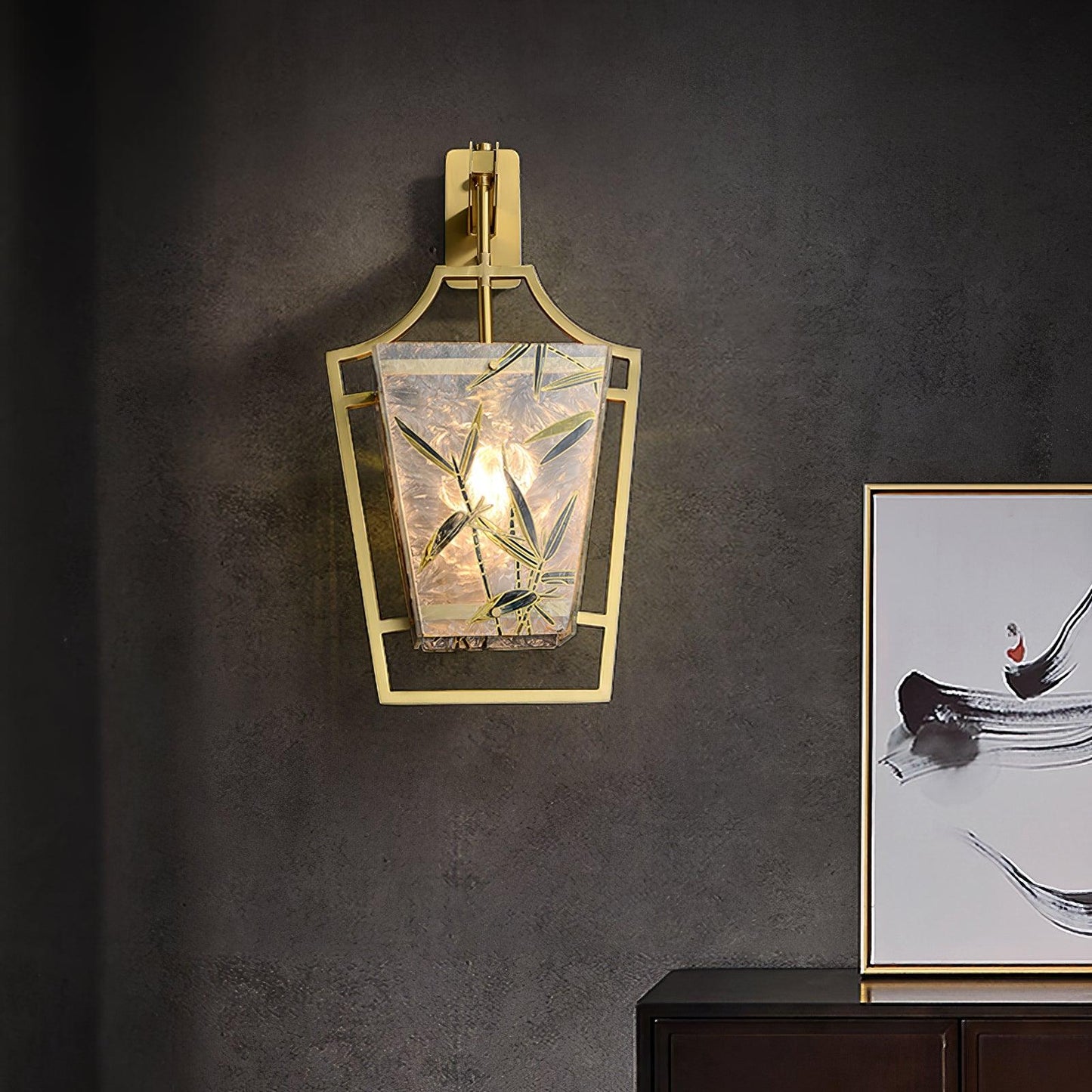 Vapor Single Sconce LED Downlight Enameled Glass Brass Finish