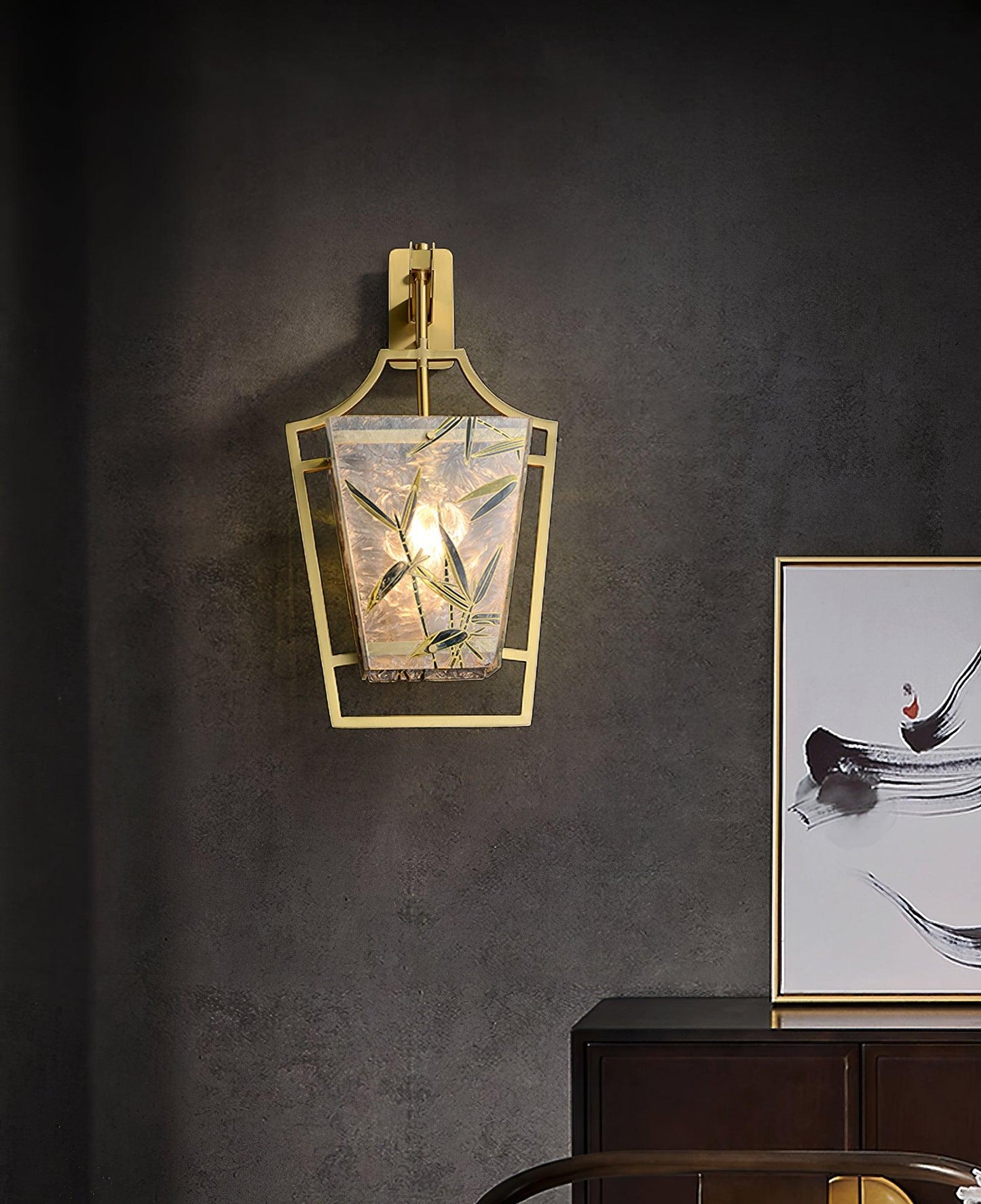 Vapor Single Sconce LED Downlight Enameled Glass Brass Finish
