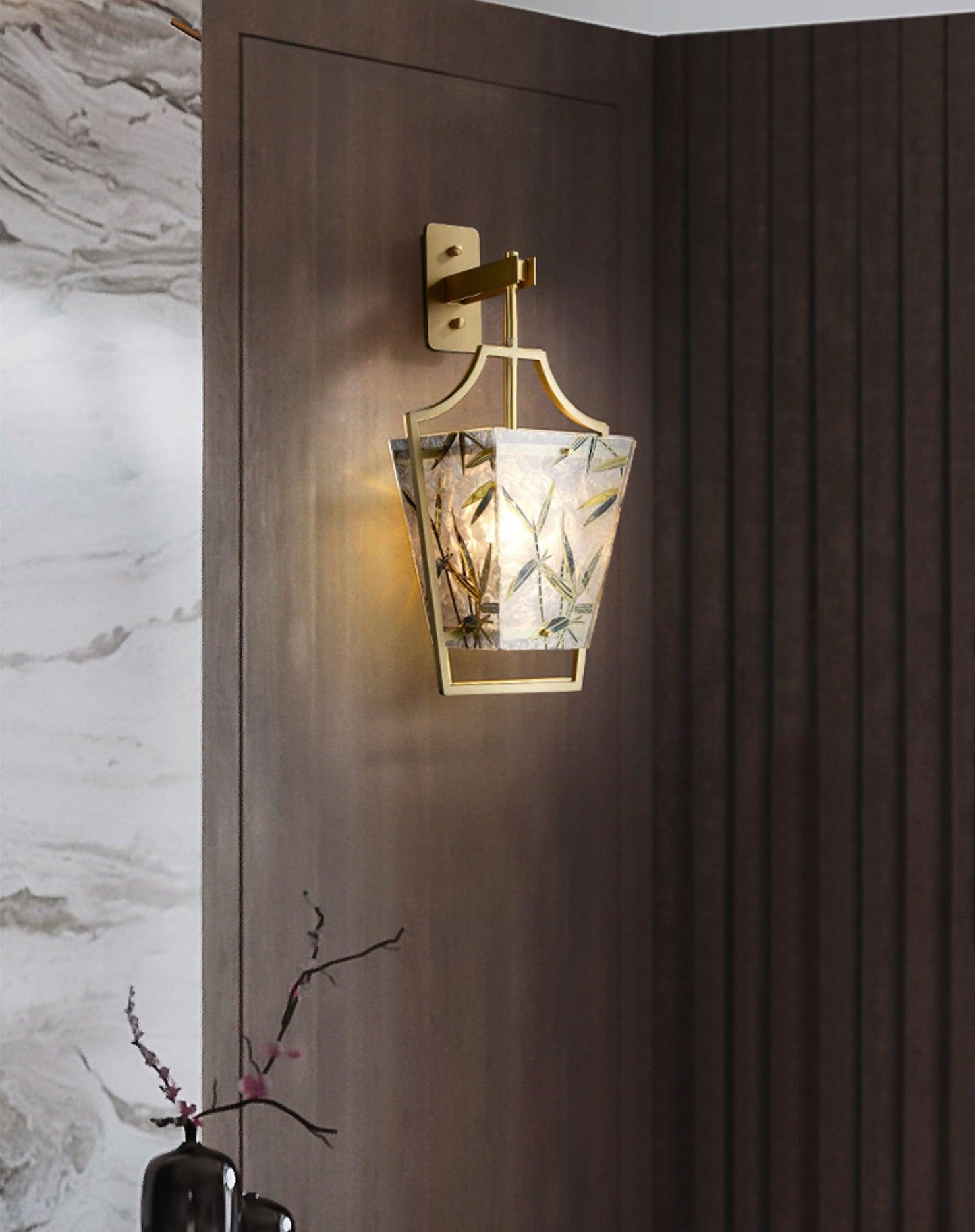 Vapor Single Sconce LED Downlight Enameled Glass Brass Finish