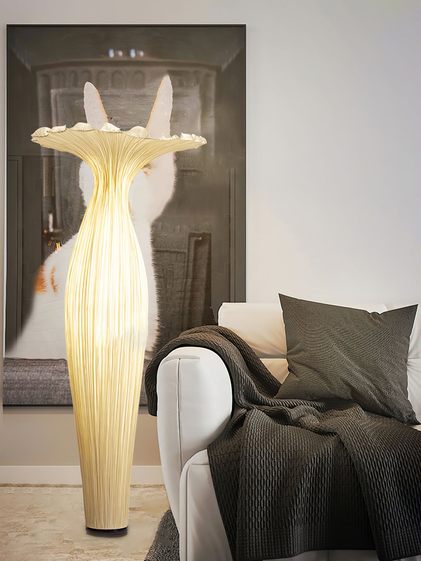 Vase Fabric Floor Lamp with Integrated LED - Indoor Use