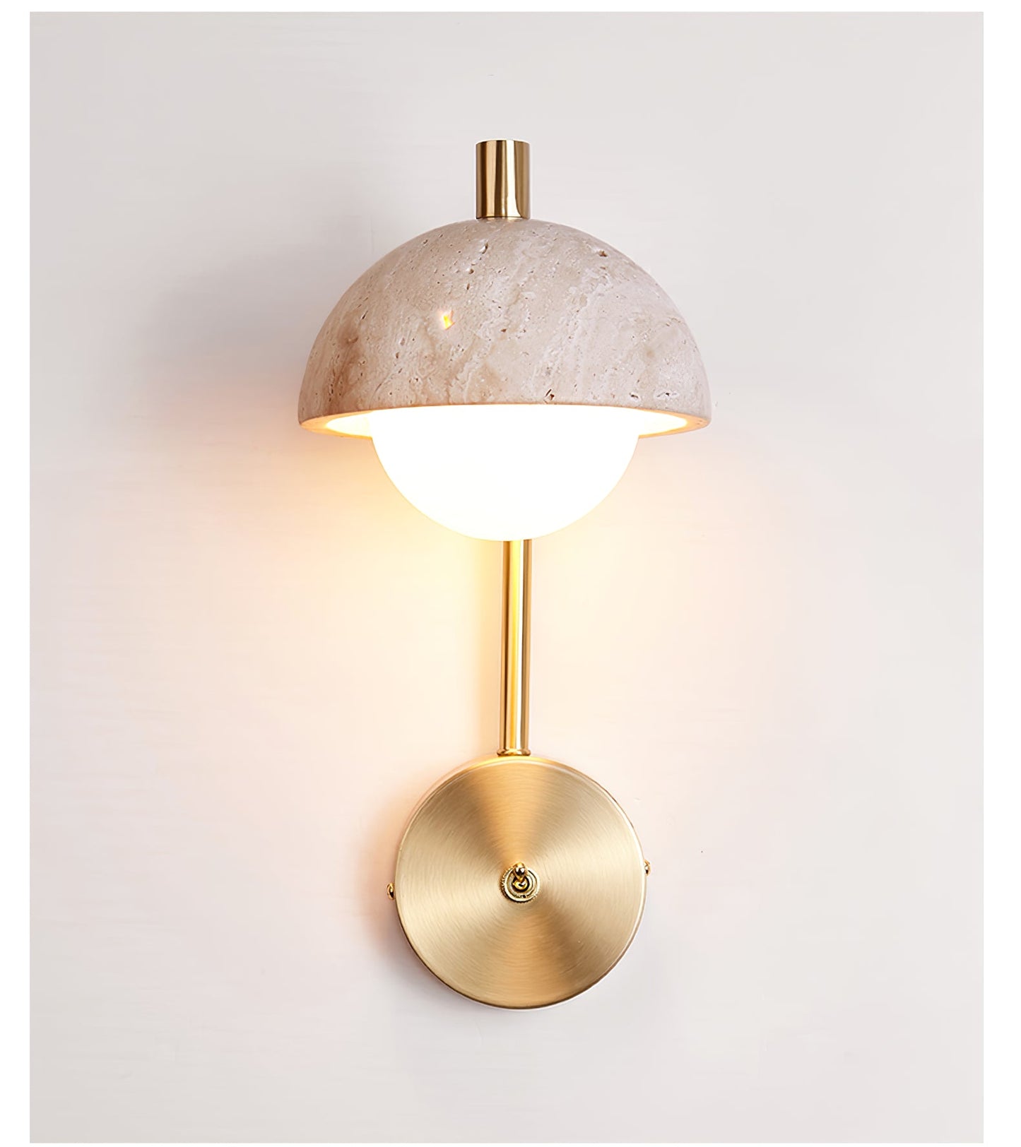 Vellum Travertine Wall Lamp with Opal Glass Globe LED