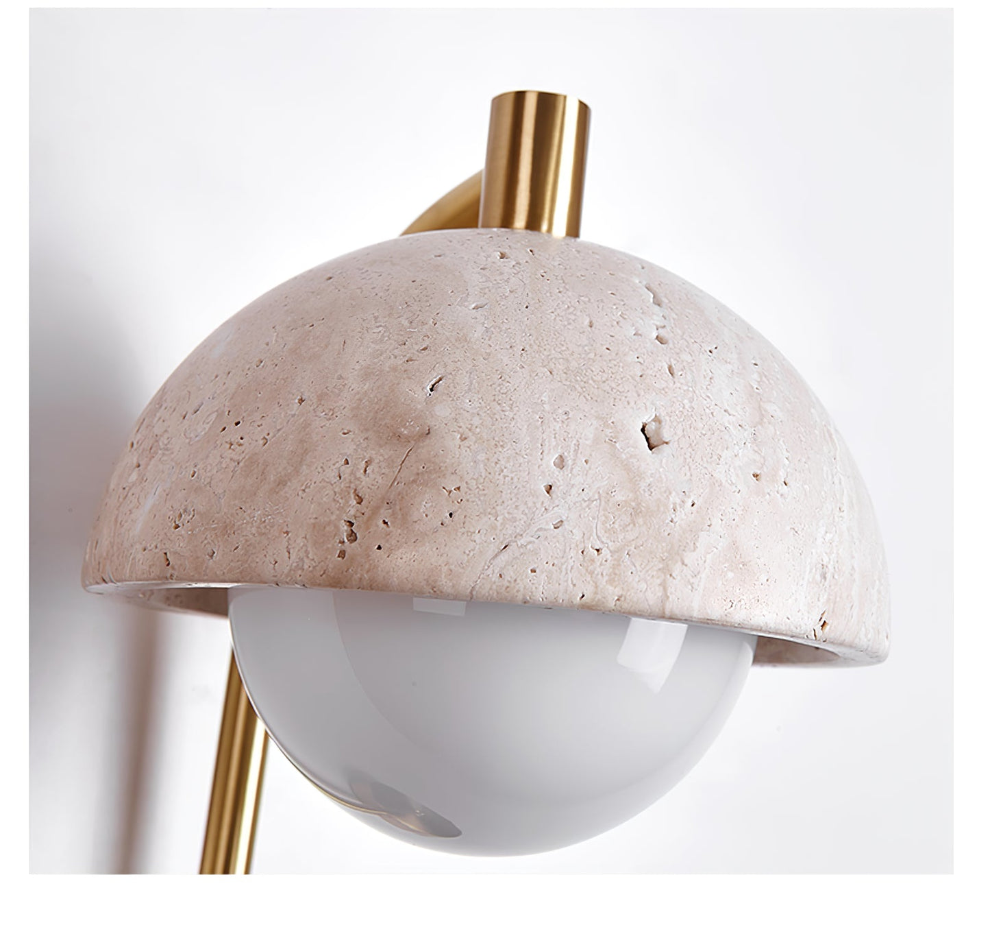 Vellum Travertine Wall Lamp with Opal Glass Globe LED