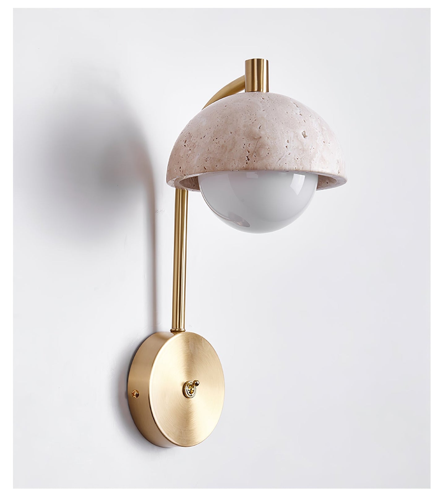 Vellum Travertine Wall Lamp with Opal Glass Globe LED