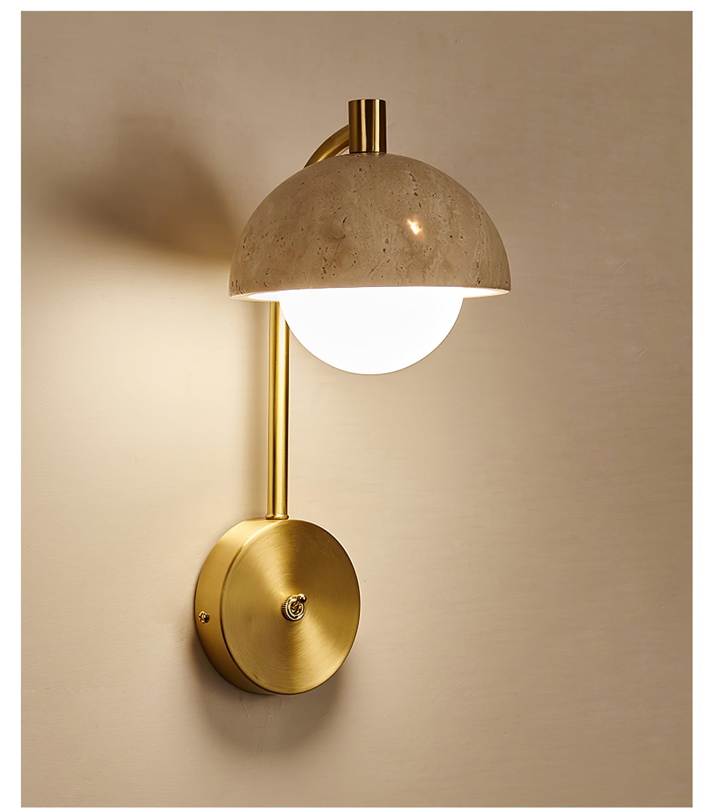 Vellum Travertine Wall Lamp with Opal Glass Globe LED
