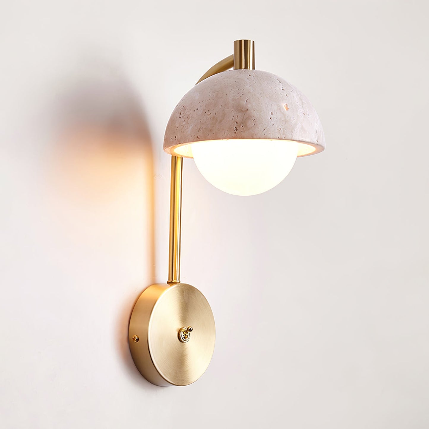 Vellum Travertine Wall Lamp with Opal Glass Globe LED