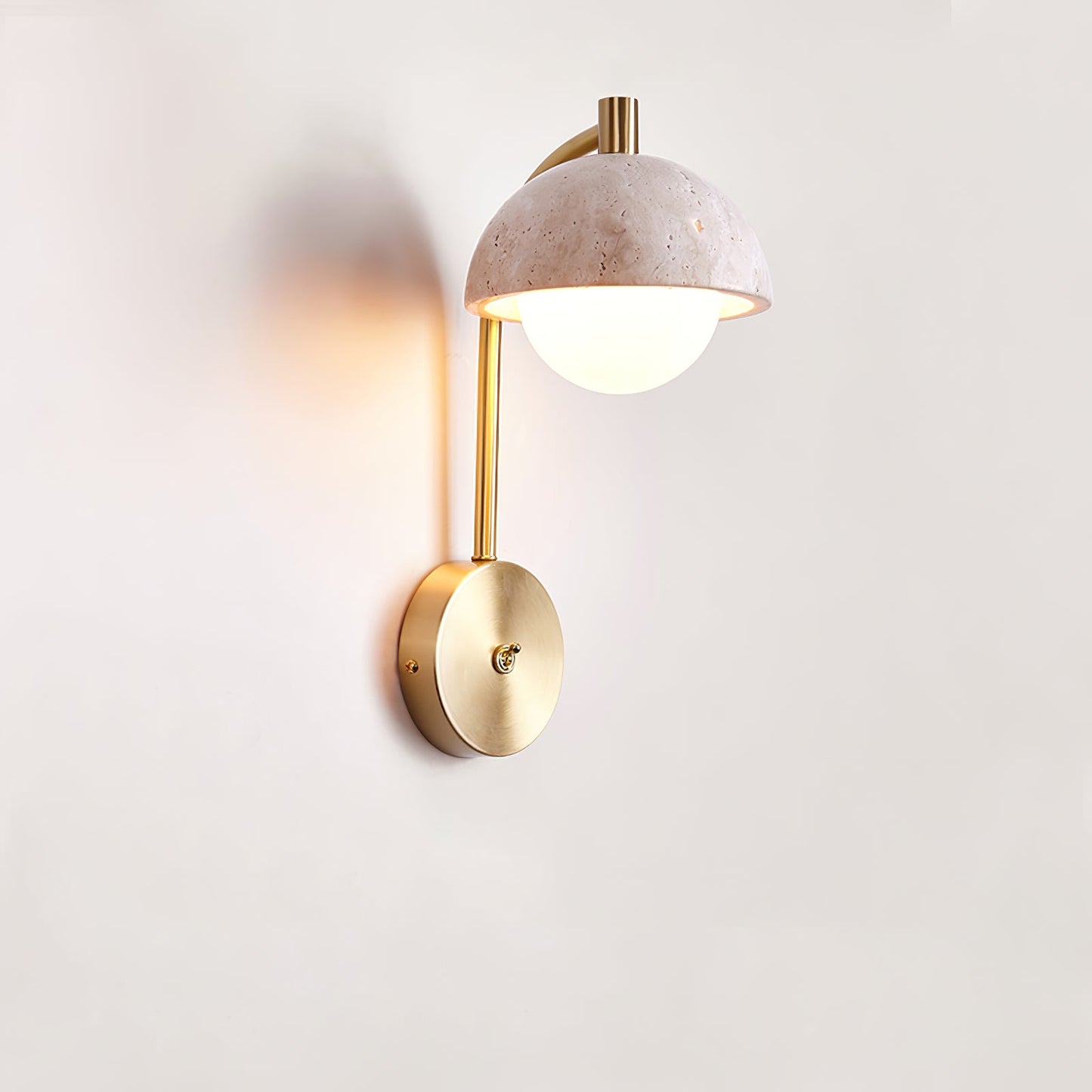 Vellum Travertine Wall Lamp with Opal Glass Globe LED
