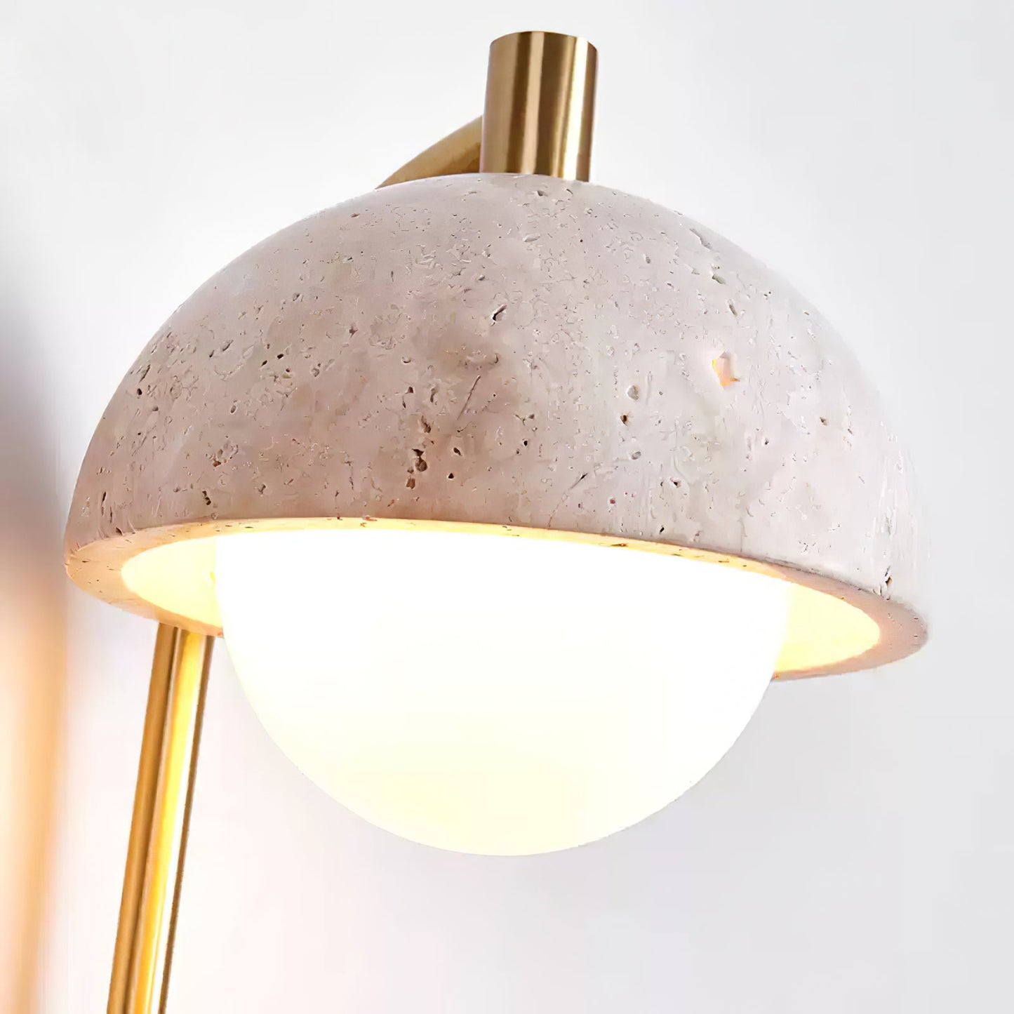 Vellum Travertine Wall Lamp with Opal Glass Globe LED
