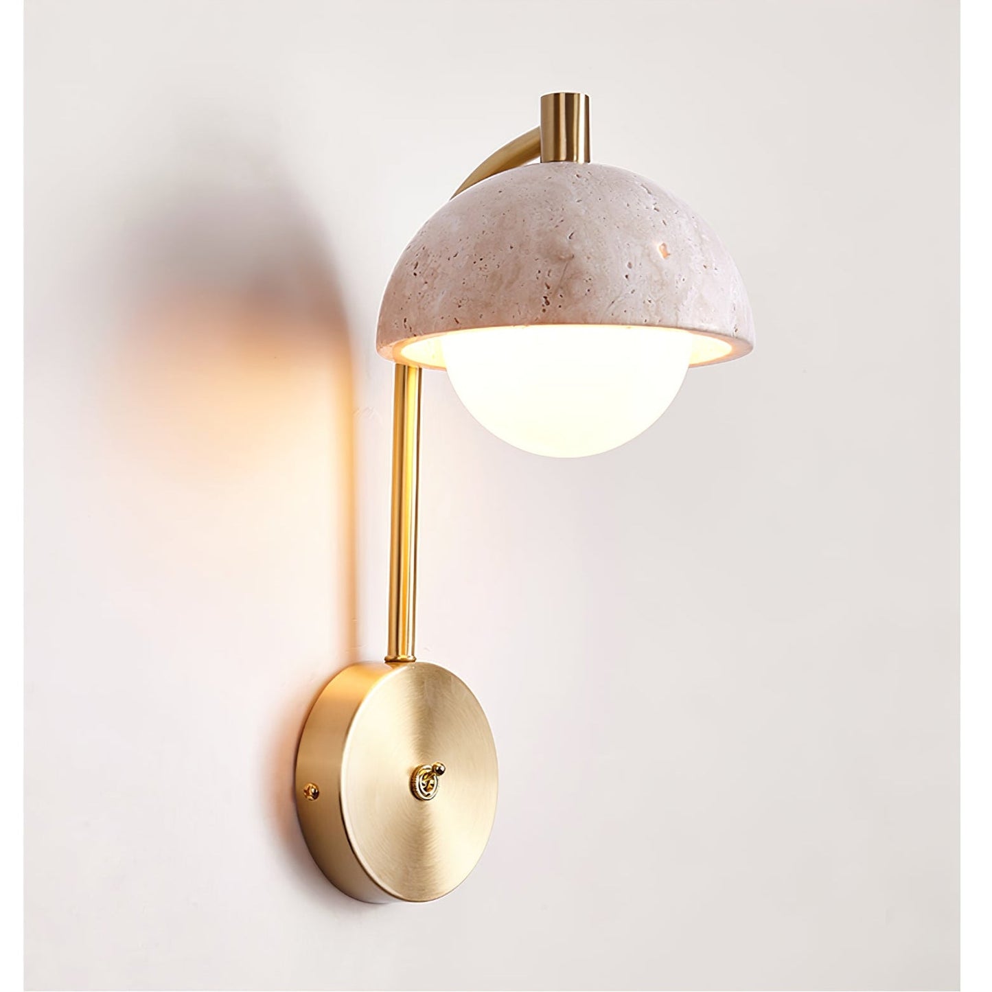 Vellum Travertine Wall Lamp with Opal Glass Globe LED
