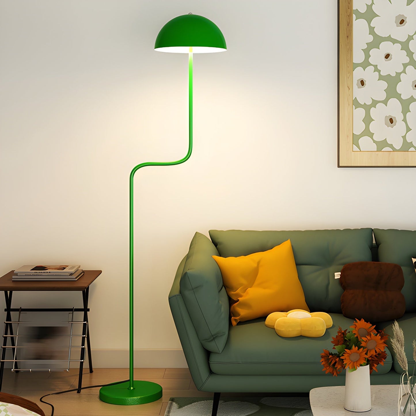 Verdant Arc Floor Lamp With LED Light - Contemporary Design