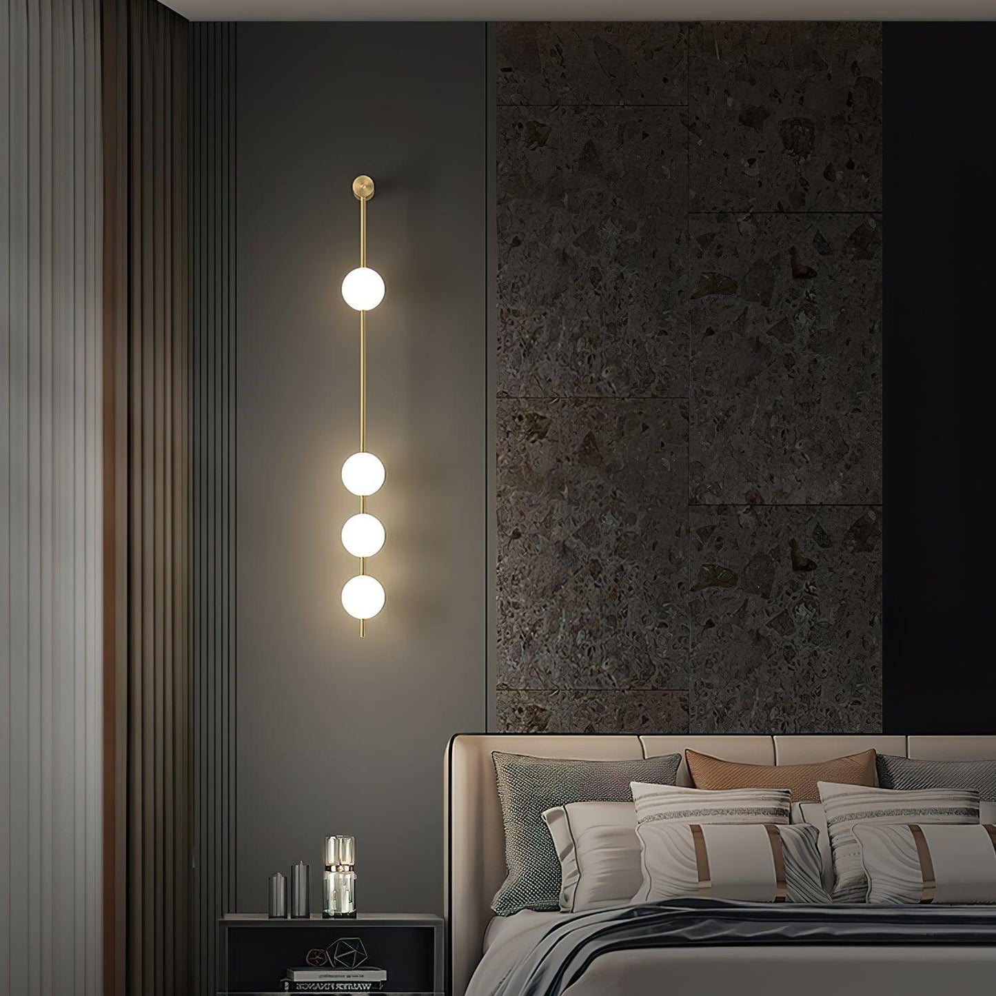 Vertical Balls Wall Lamp - LED Brass Sconce for Indoor Use
