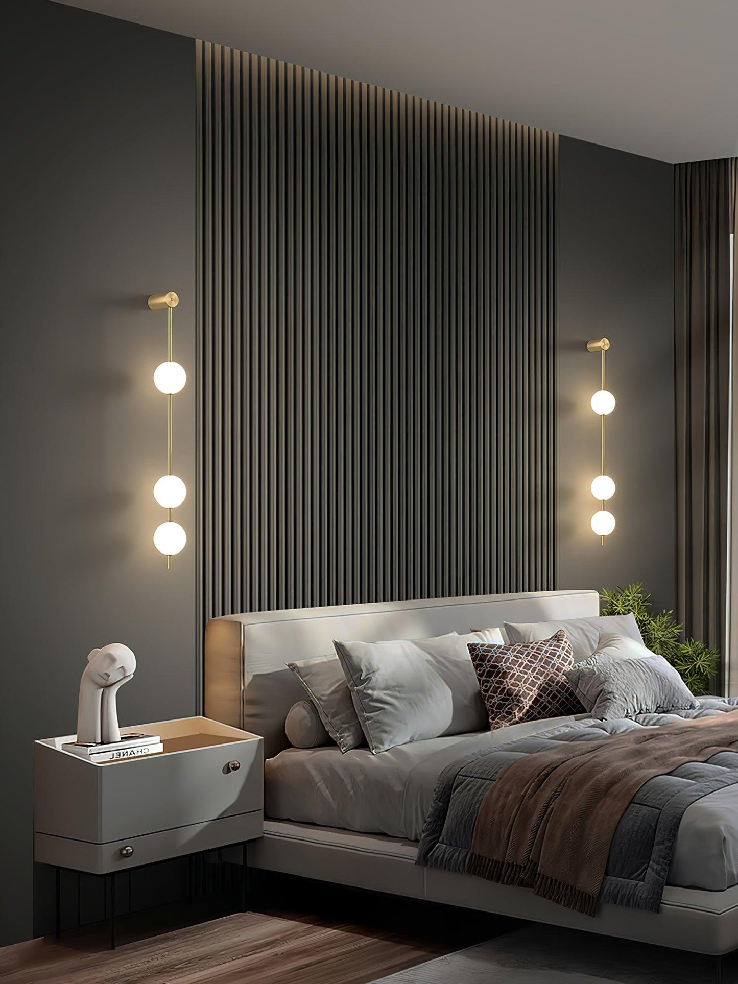 Vertical Balls Wall Lamp - LED Brass Sconce for Indoor Use